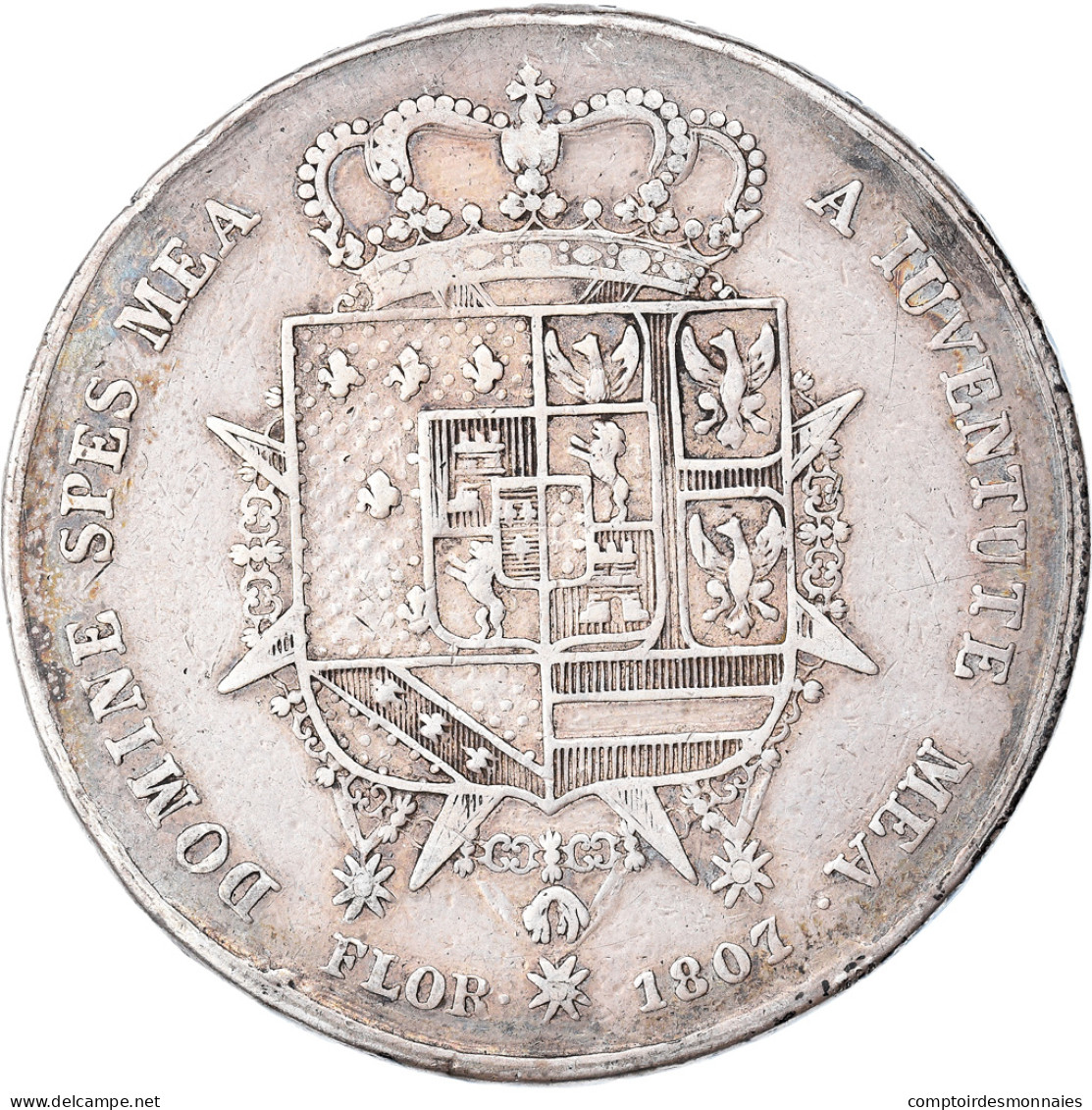 Monnaie, États Italiens, TUSCANY, Charles Louis, 10 Lire, 1807, TTB+, Argent - Toscane