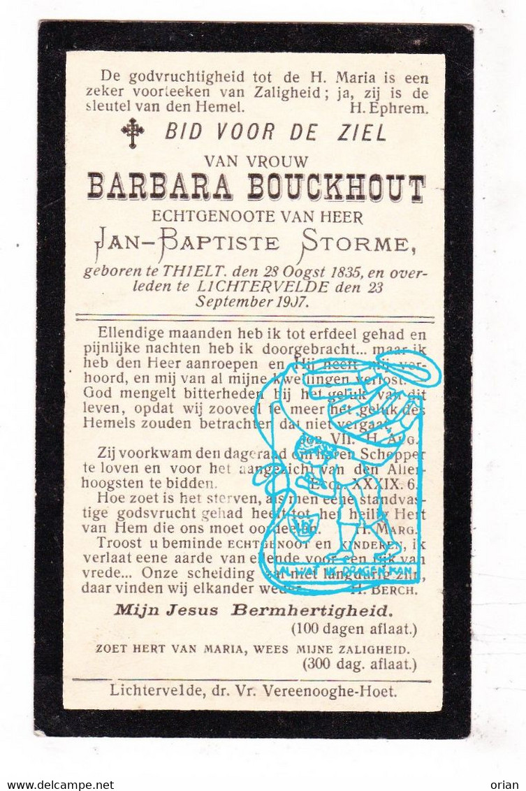 DP Barbara Bouckhout ° Tielt 1835 † Lichtervelde 1907 X Jan Baptist Storme - Devotion Images