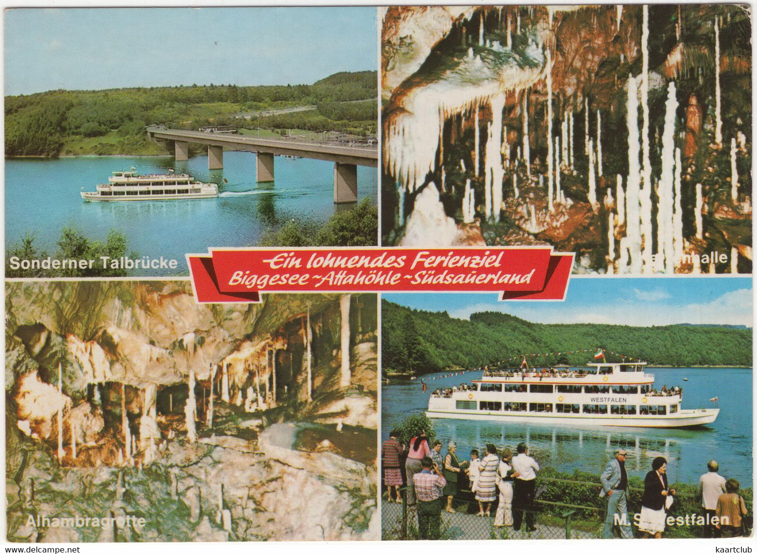 Ein Lohenendes Ferienziel Biggesee-Altahöhle: Passagierschiff MS 'Westfalen' - Attendorner Tropfsteinhöhle, Südsauerland - Attendorn
