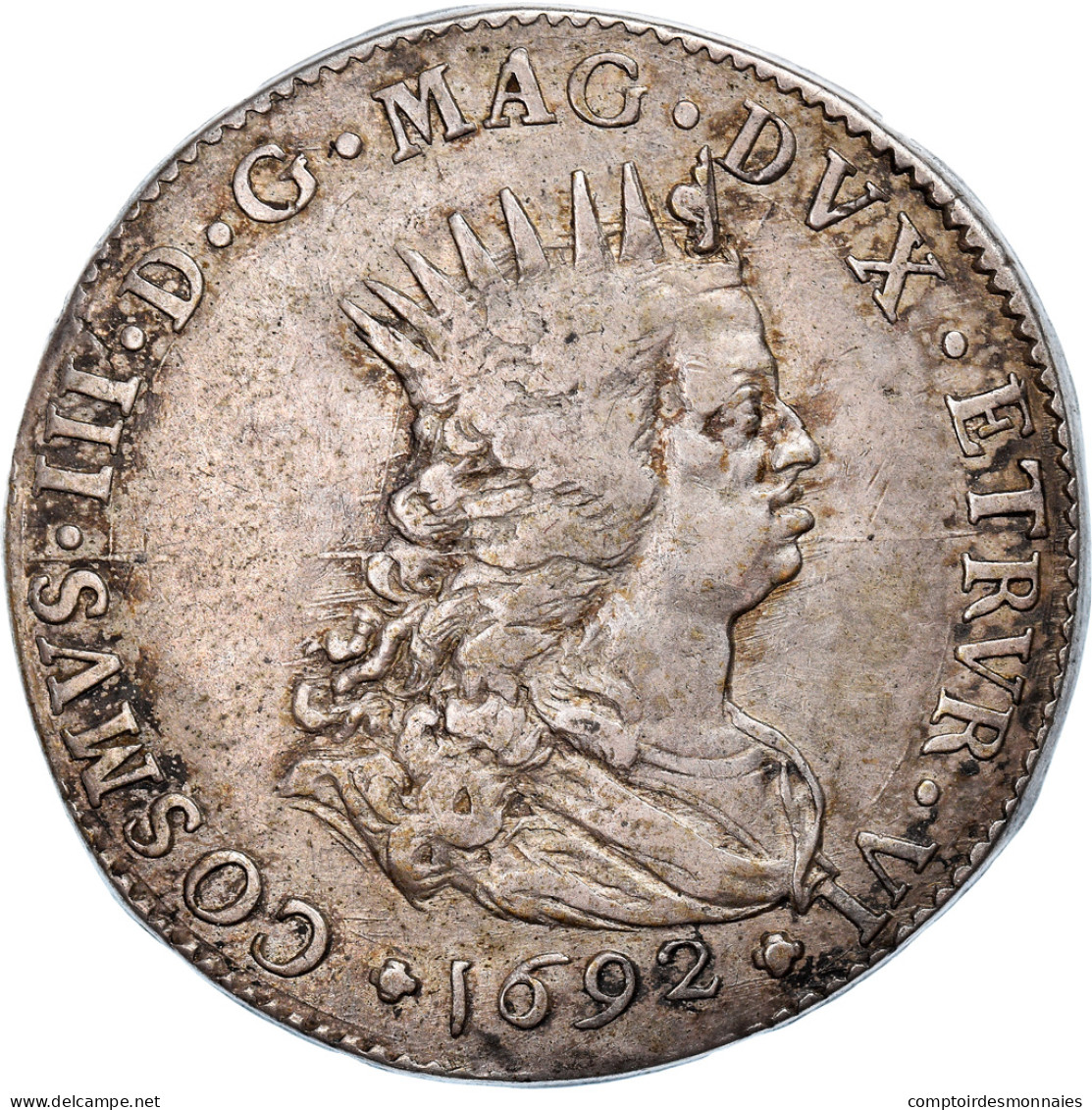 Monnaie, États Italiens, LIVORNO, Cosimo III, Tollero, 1692, Florence, TTB - Toscana