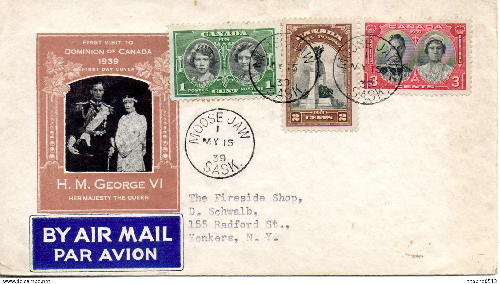 CANADA. N°202-4 De 1939 Sur Enveloppe 1er Jour. Visite Royale. - ....-1951