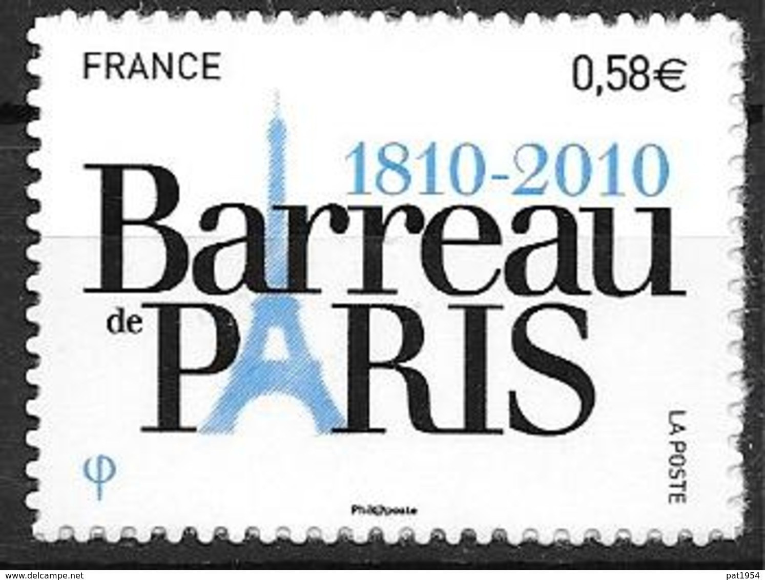 France 2010 Adhésif N° 508 Neuf Barreau De Paris Cote 4 Euros - Altri & Non Classificati