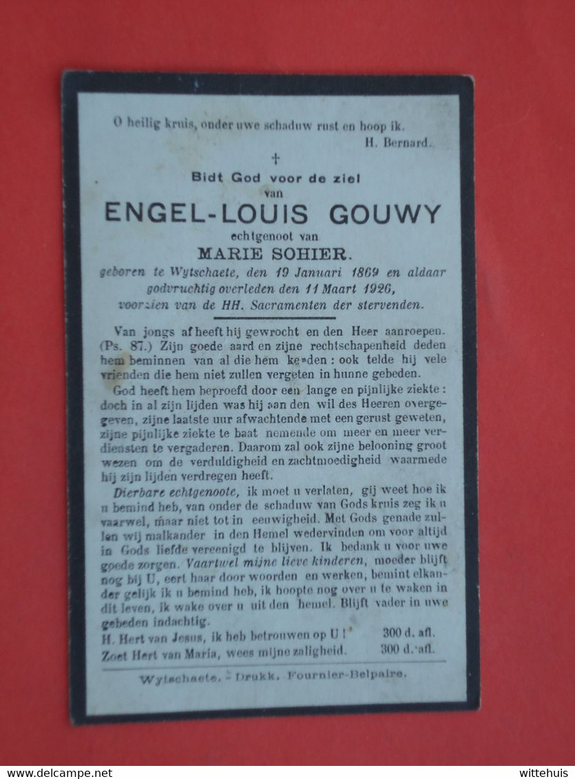 Engel Gouwy - Sohier Geboren Te Te Wytschaete - Wijtschate 1869 Overleden  1926  (2scans) - Religion & Esotericism