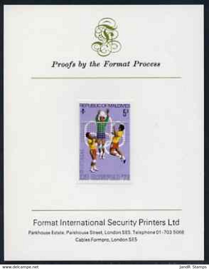 Maldive Islands 1976 Montreal Olympics 5r (Volleyball) Imperf Proof Format International Proof Card (as SG 661) - Maldivas (...-1965)