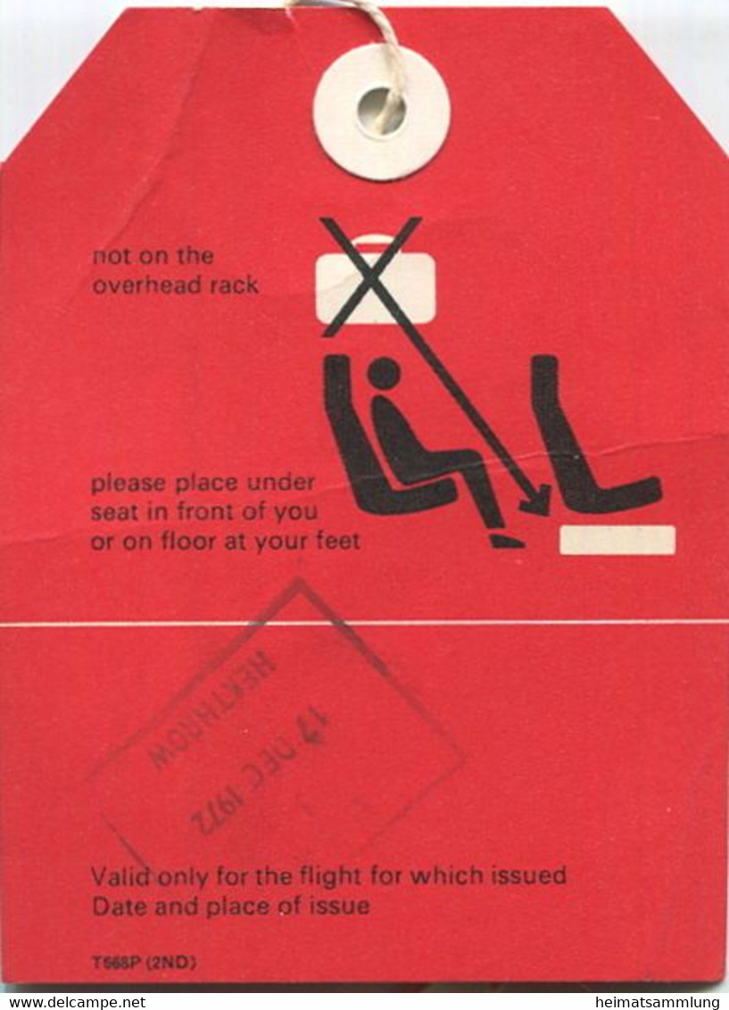 Baggage Strap Tag - Gepäckanhänger - BEA British European Airways - Cabin Baggage - Aufklebschilder Und Gepäckbeschriftung