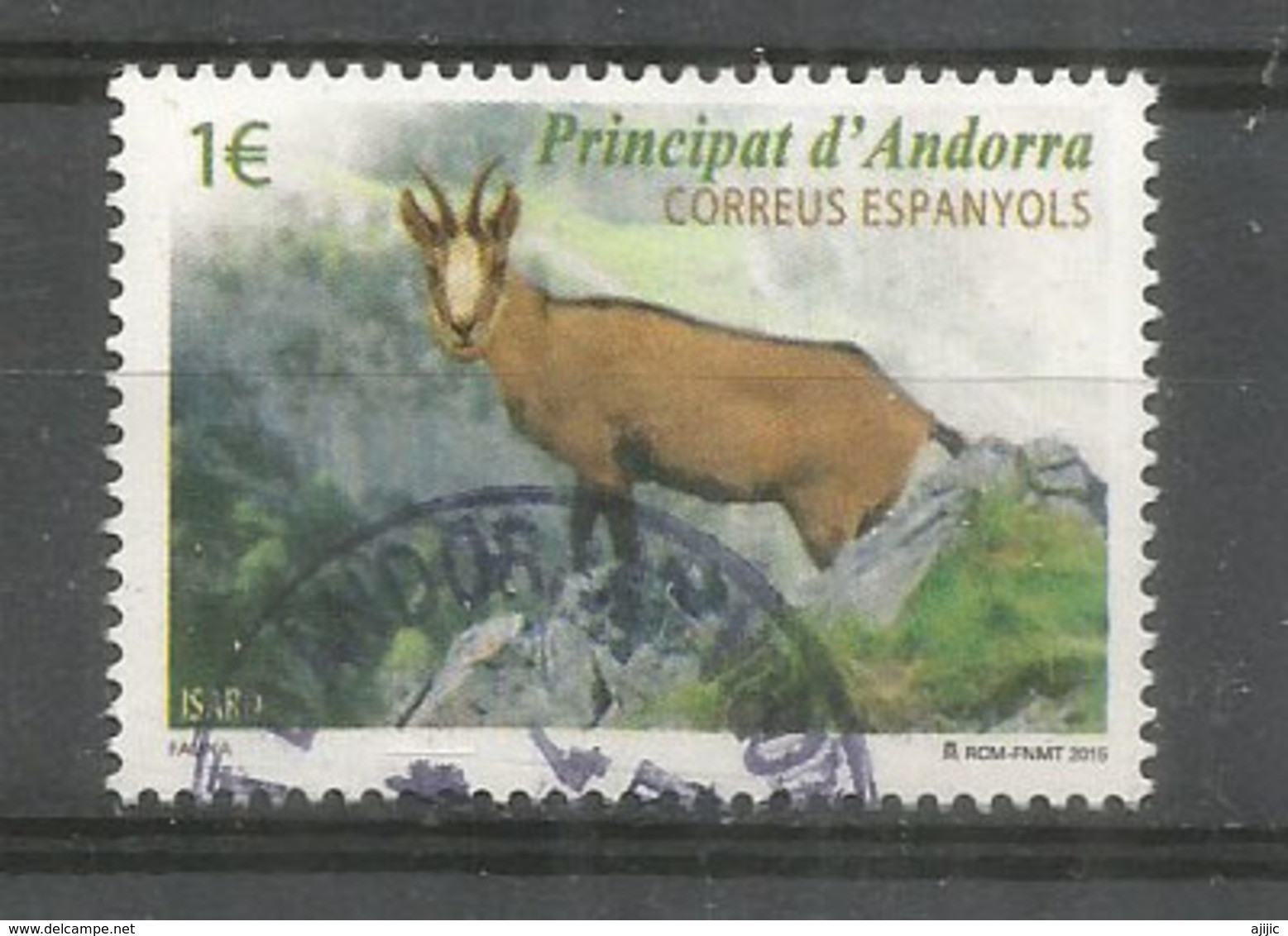 L'isard Des Pyrenees, Un Timbre Oblitere, 1 Ere Qualite., Annee 2015. AND. ESP - Used Stamps