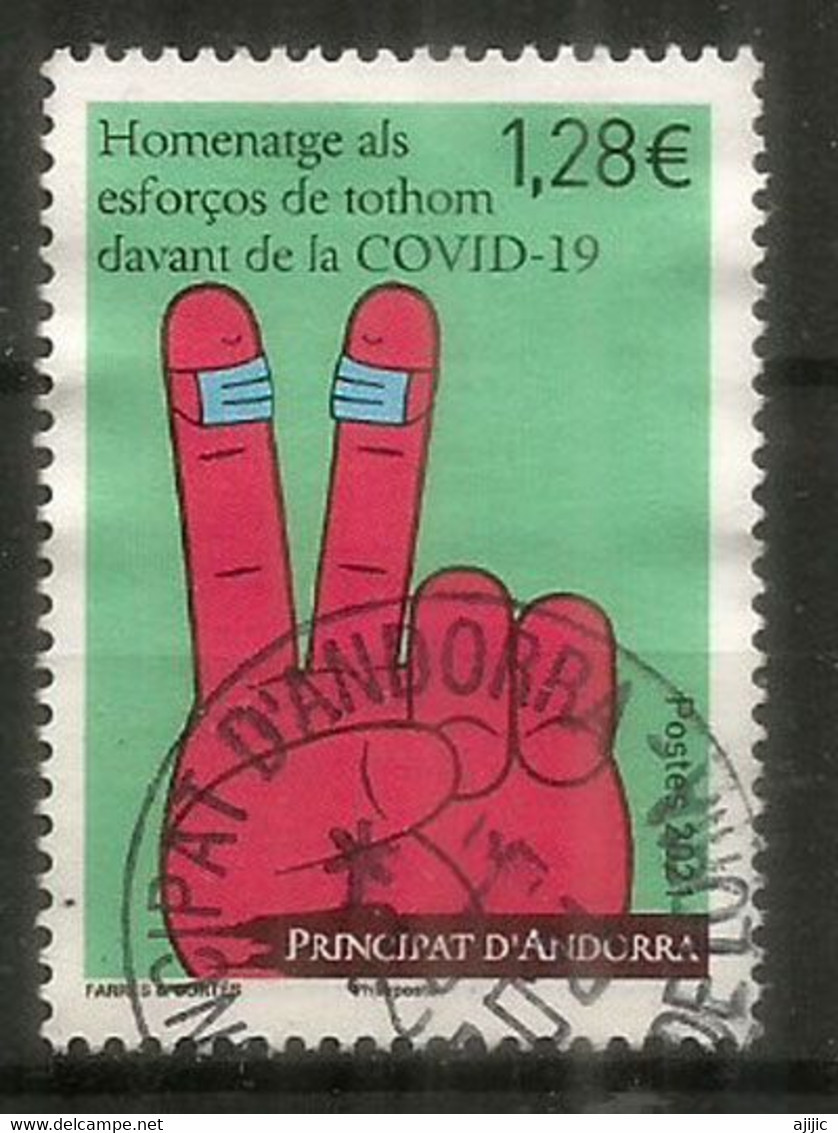 2021.ANDORRA.Covid-19.Hommage Aux Héros Du Quotidien.Héros De La Crise Du Covid. Timbre Oblitéré,1 ère Qualité - Oblitérés