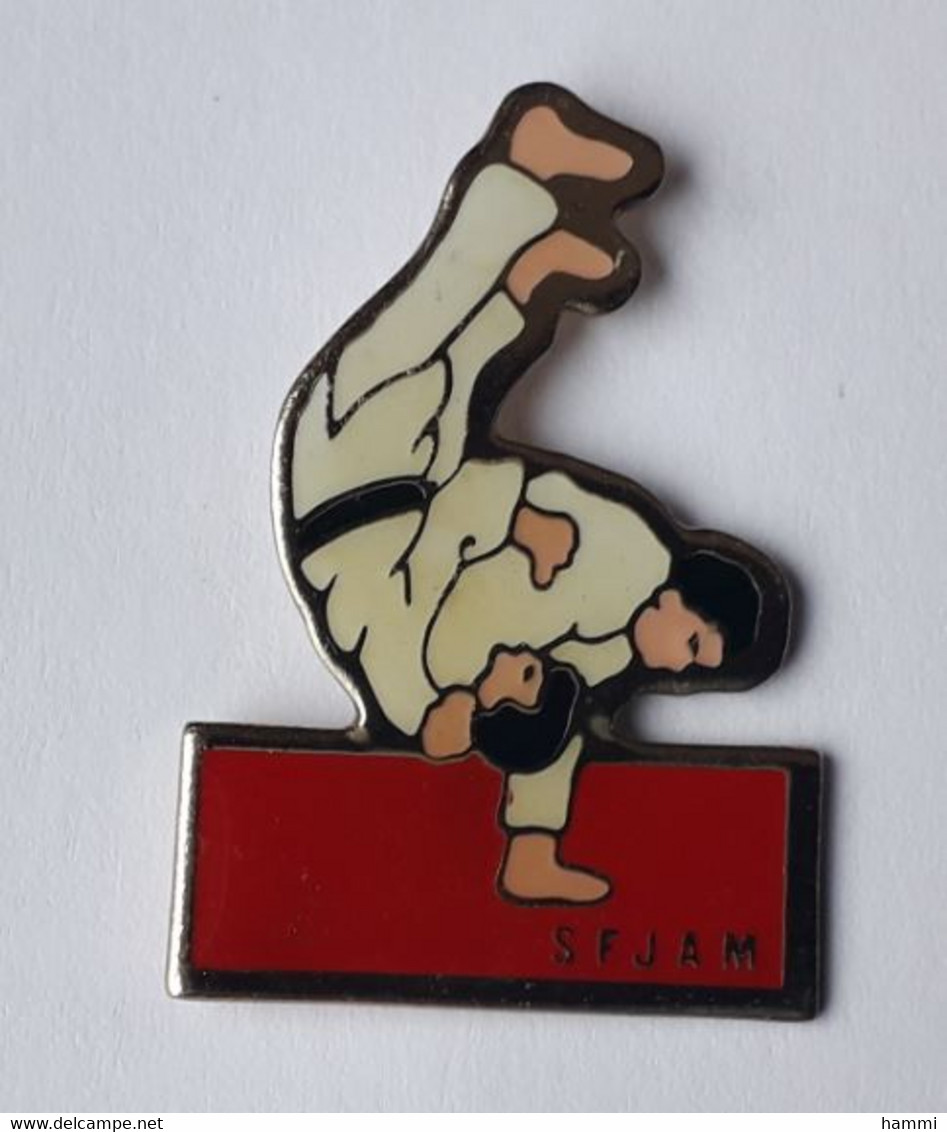 QQ120 Pin's Judo SFJAM Société Française Judo Arts Martiaux à Sagy Val-d'Oise Cartouche Rouge Version 2 Achat Immédiat - Judo