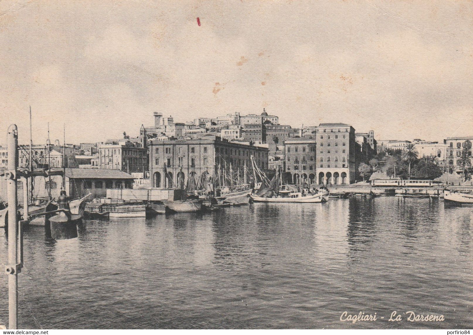 CARTOLINA CAGLIARI LA DARSENA ANNI 50 VIAGGIATA - Cagliari