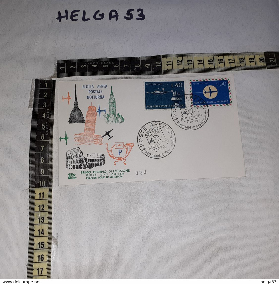 1ALB27 REP. ITALIANA FDC PRIMO GIORNO DI EMISSIONE 1965 FLOTTA AEREA POSTALE NOTTURNA TIMBRO ANNULLO - FDC