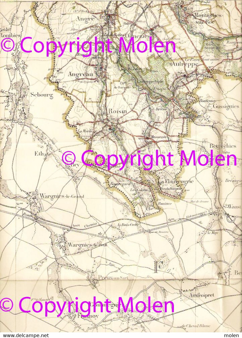 ©1908 QUEVY CARTE ETAT-MAJOR HONNELLES MAUBEUGE FEIGNIES BAVAY AULNOYE-AYMERIES HAUTMONT LOUVROIL FERRIERE-GRANDE S237 - Quévy