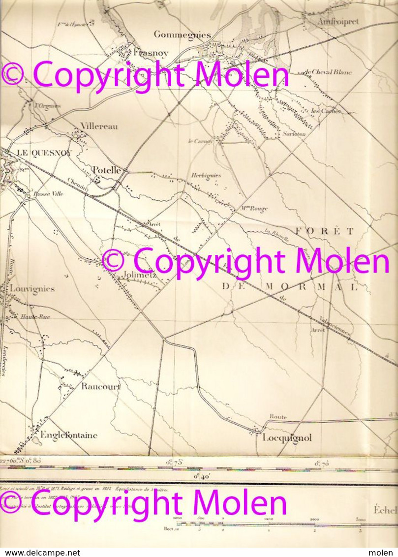 ©1908 QUEVY CARTE ETAT-MAJOR HONNELLES MAUBEUGE FEIGNIES BAVAY AULNOYE-AYMERIES HAUTMONT LOUVROIL FERRIERE-GRANDE S237