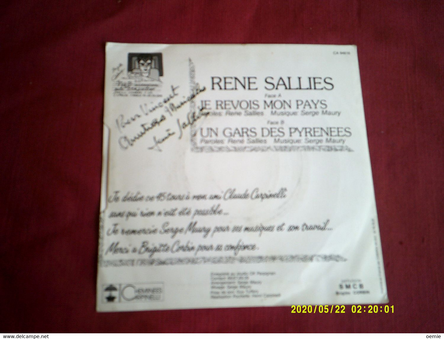 RENE SALLIES °  JE REVOIS MON PAYS  °  AVEC AUTOGRAPHE - Autographs