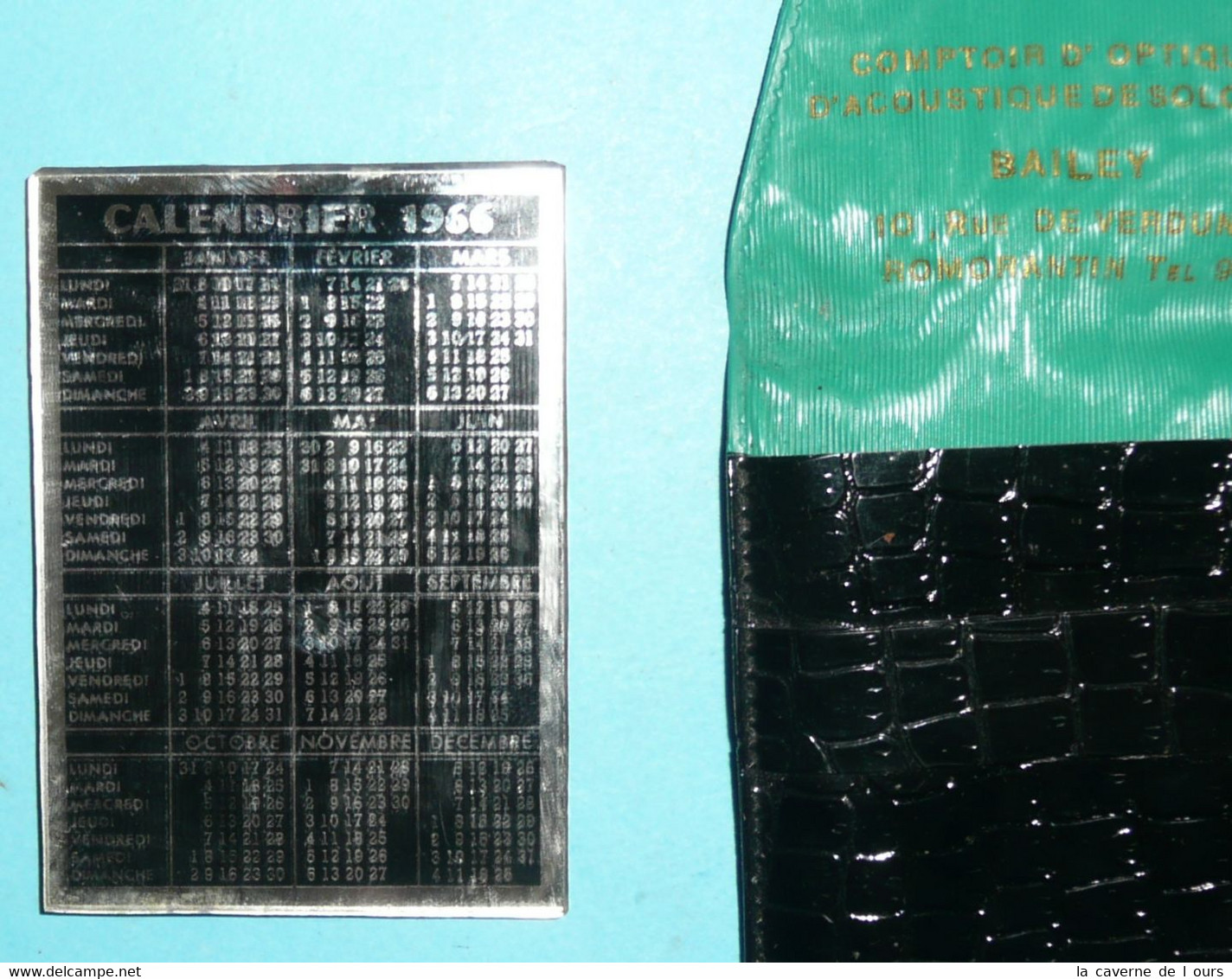 Rare Ancien Petit Miroir De Poche/sac à Main, Calendrier 1966, Bailey Romorantin 41, Comptoir D'optique - Accessoires