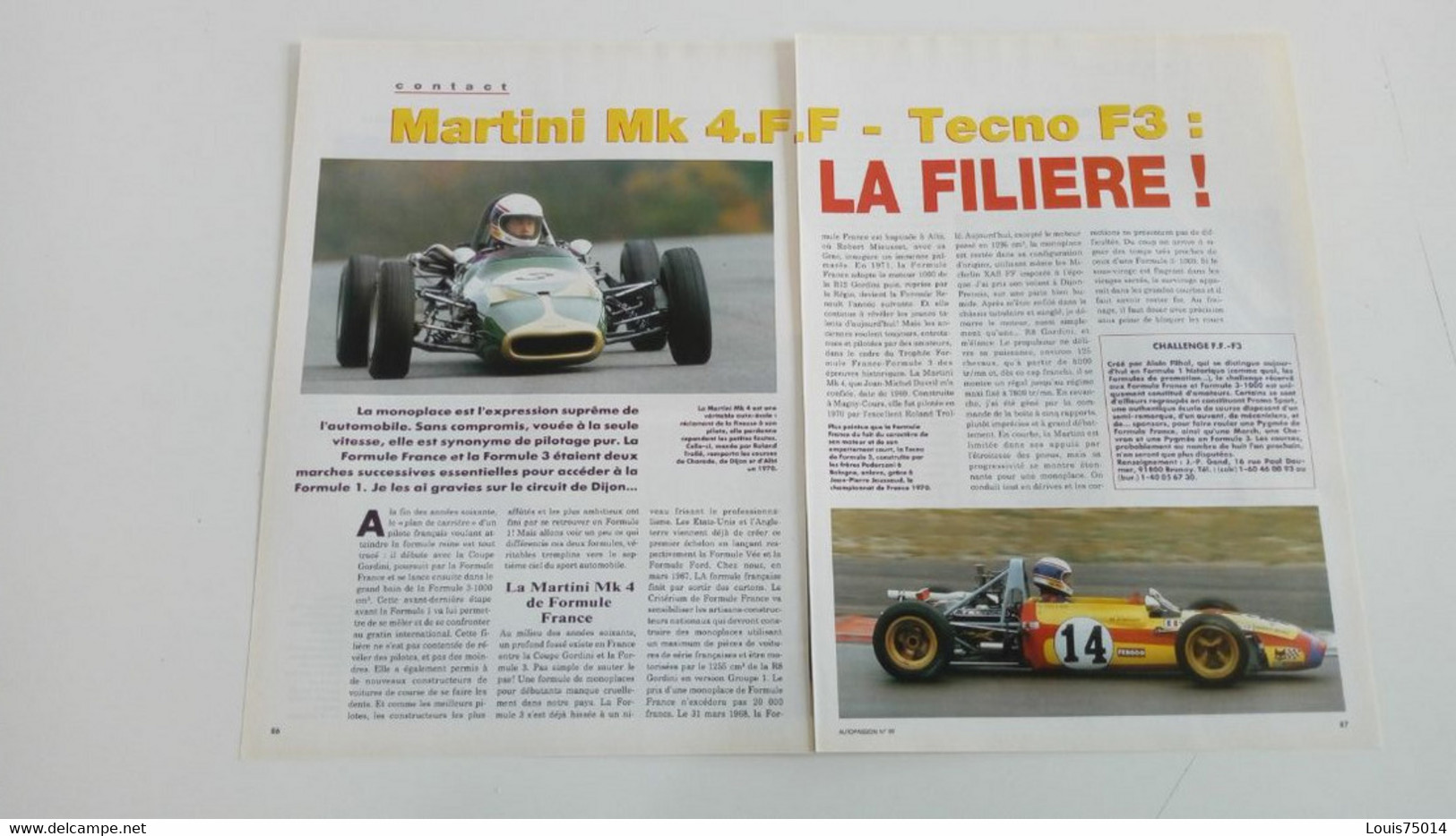 Martini Mk 4 FF Formule 3 - Coupure De Presse - Automobile - F1