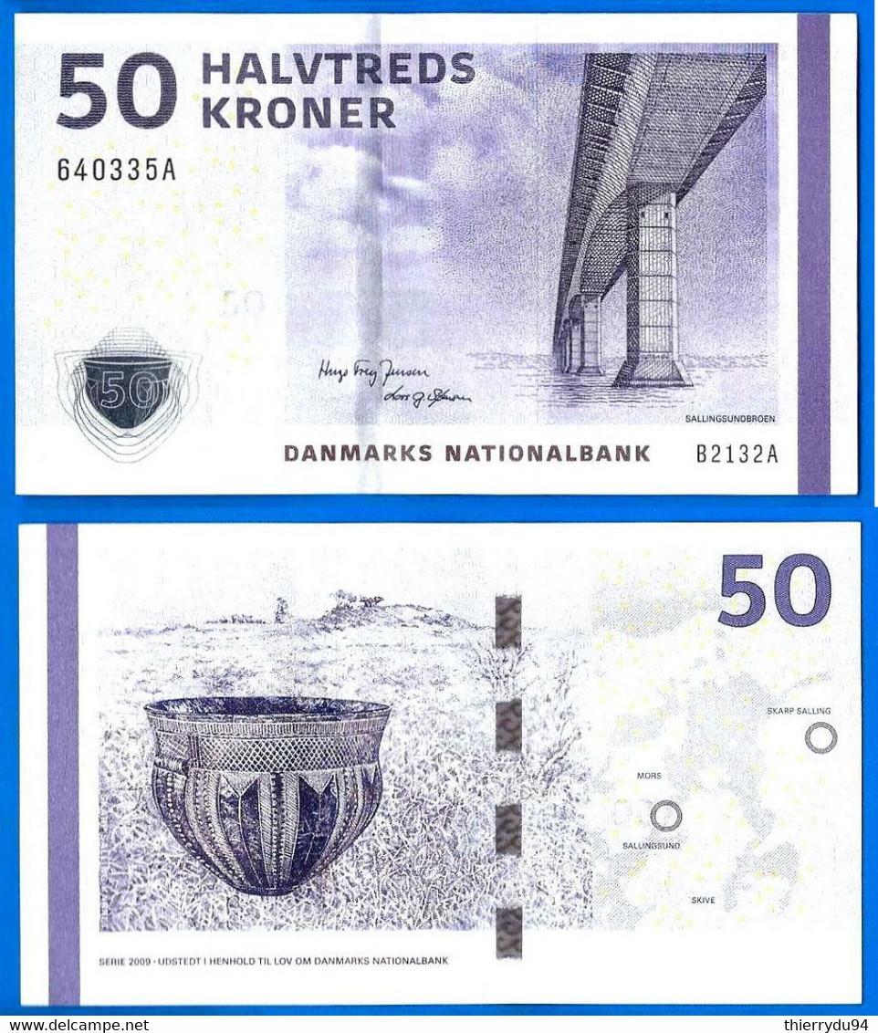 Danemark 50 Couronnes 2009 Neuf UNC Pont Bridge Kroner Que Prix + Port Banknote Danmarks Denmark Paypal Bitcoin OK - Danemark