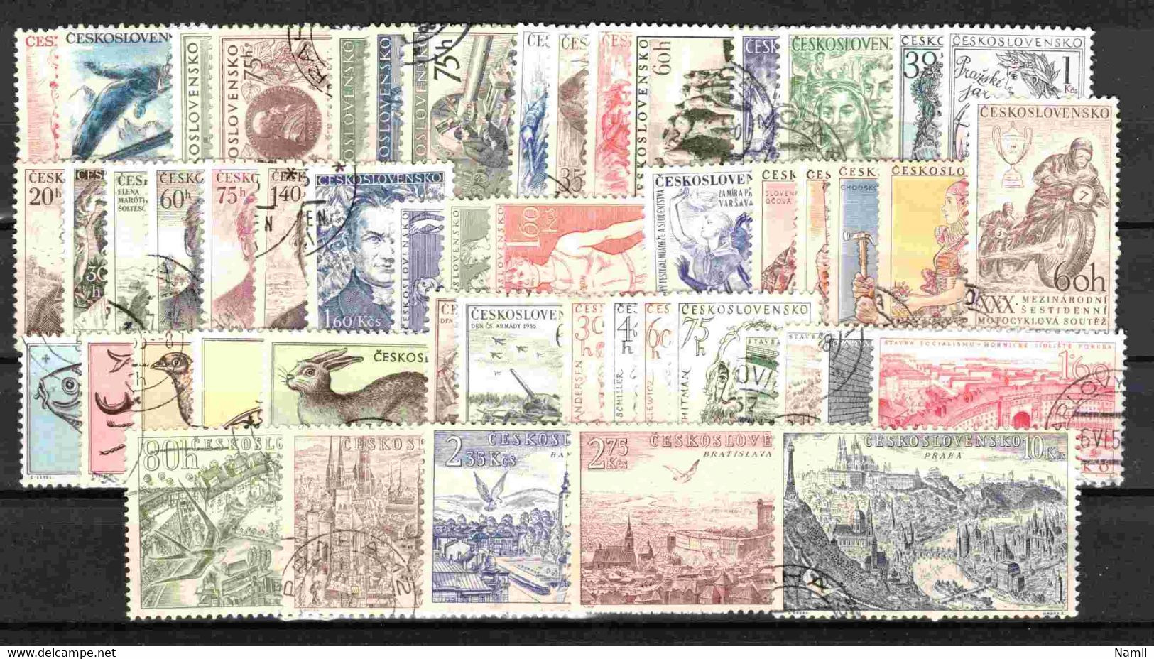 Tchécoslovaquie 1955 Mi 890-948+Bl.16 A+B (Yv 790-838+BF 19+19a+PA 40-4), Obliteré, L'année Complete - Full Years