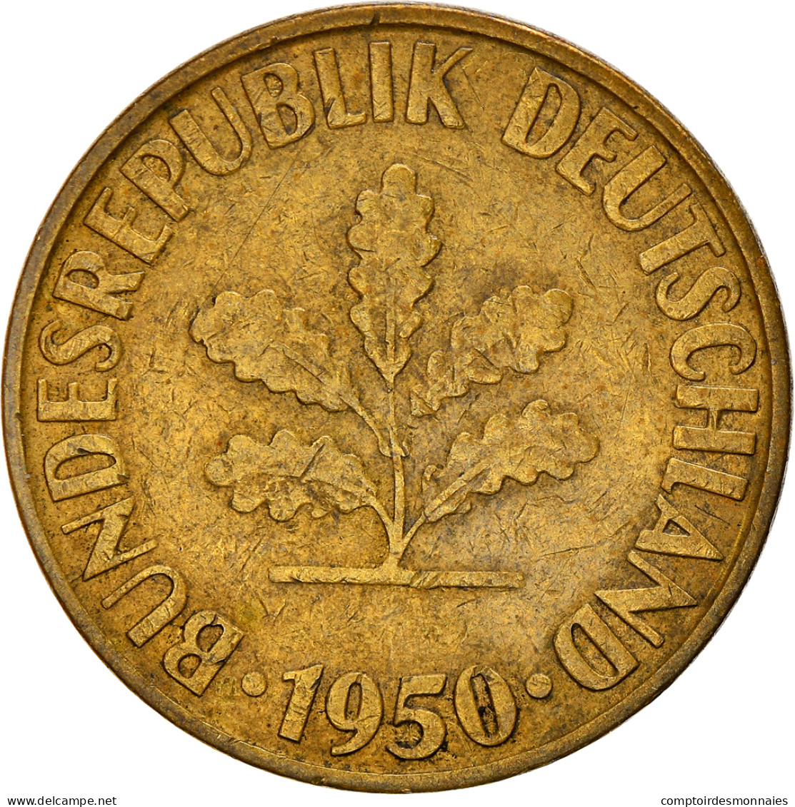 Monnaie, République Fédérale Allemande, 10 Pfennig, 1950, Karlsruhe, TB+ - 10 Pfennig