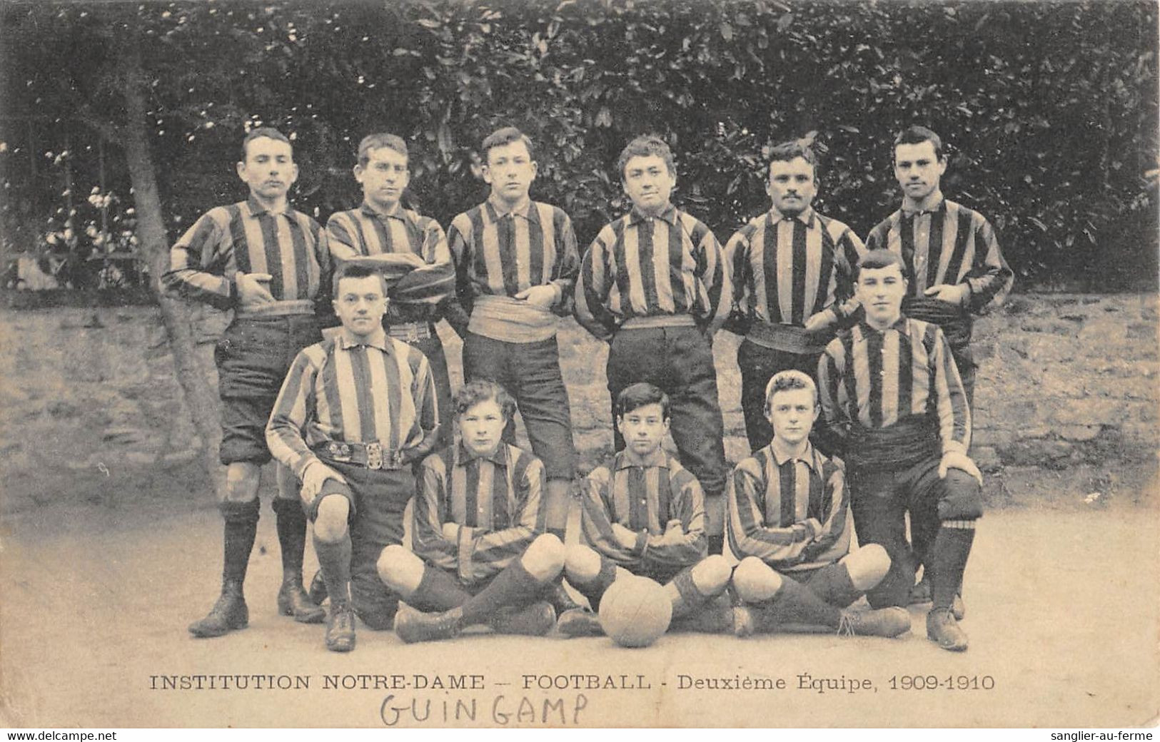 CPA 22 GUINGAMP INSTITUTION NOTRE DAME FOOTBALL DEUXIEME EQUIPE 1909 1910 - Guingamp