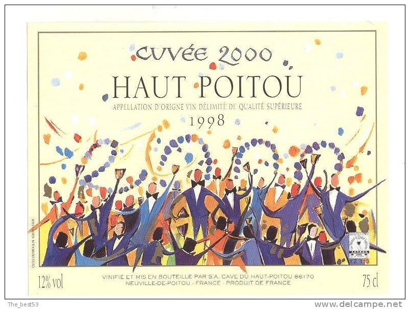 Etiquette De Vin Du Haut Poitou -  Cuvée   2000  -  Cave Du Haut Poitou à Neuville De Poitou (86) - Jahr 2000