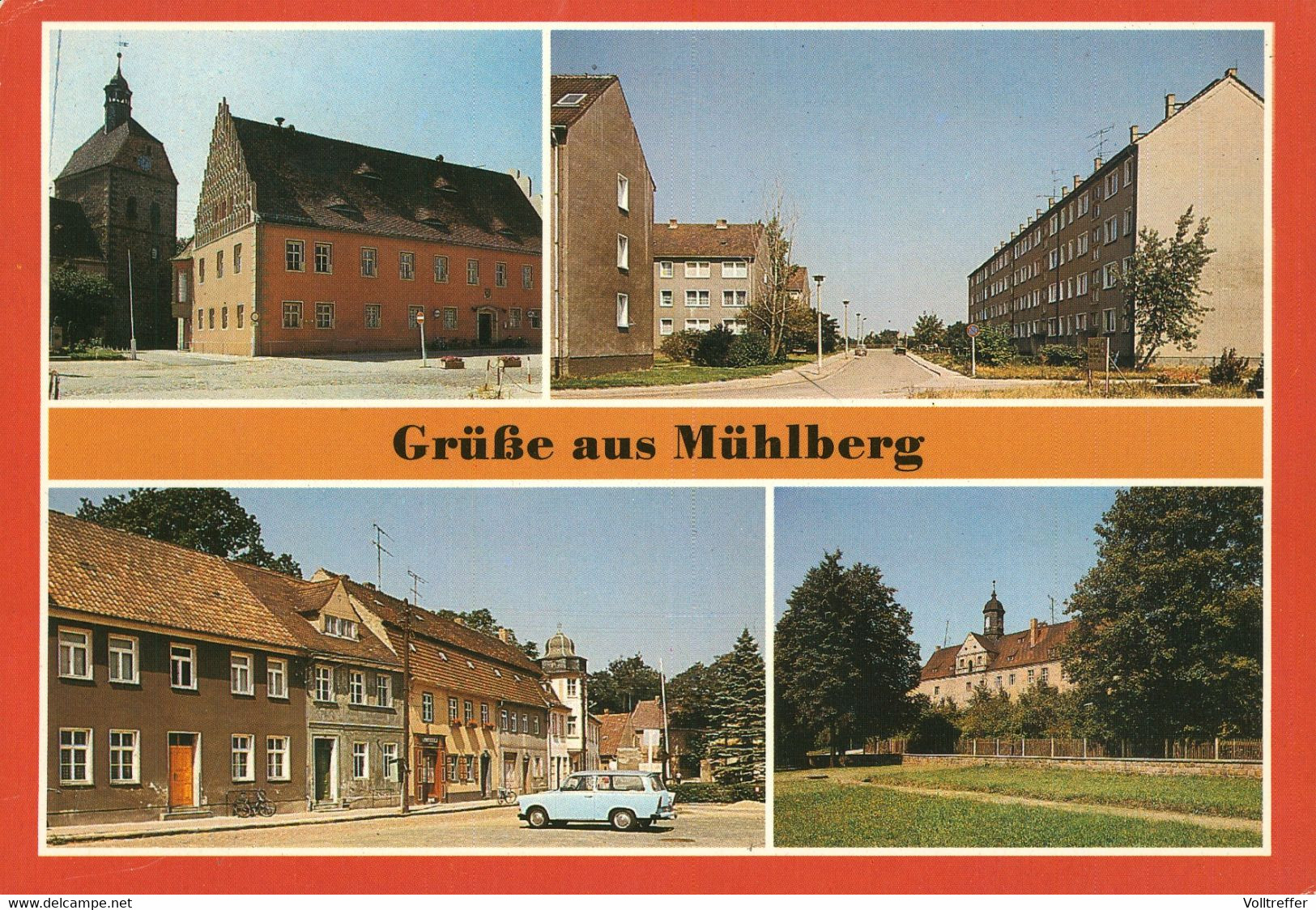 DDR AK 1986 Mühlberg Elbe, Kreis Bad Liebenwerda, Thälmannplatz, Boragker Straße - Muehlberg
