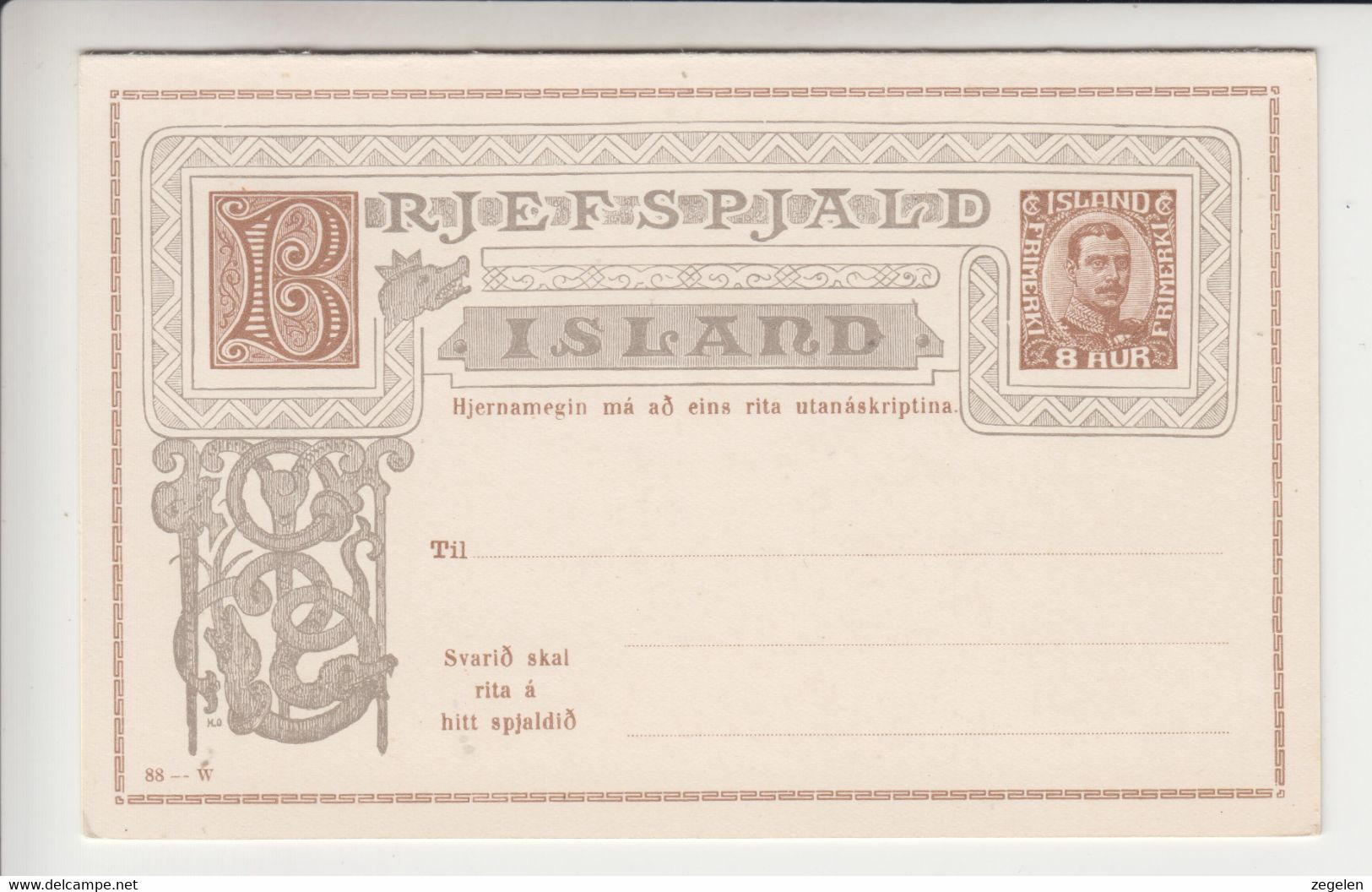 IJsland Michel-Ganzsachen Postkaart P69 F+A Drukkenmerk 88W  Ongebruikt - Postal Stationery