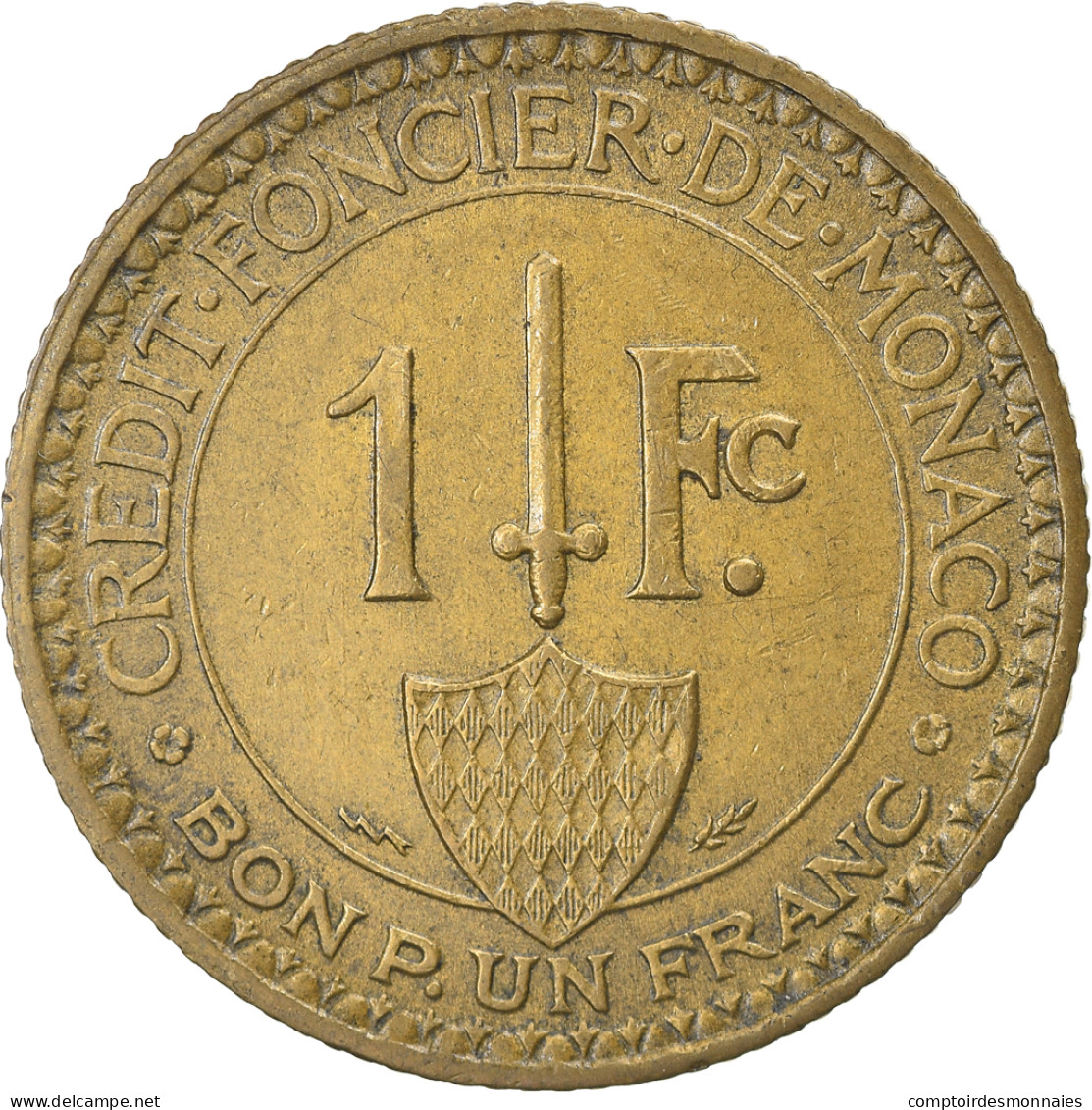 Monnaie, Monaco, Louis II, Franc, 1924, Poissy, TTB, Aluminum-Bronze - 1922-1949 Louis II