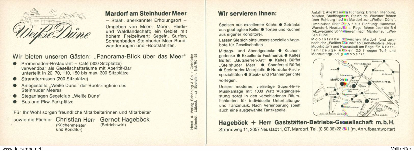 BRD Prospekt Wie AK Restaurant Cafe Weiße Düne Marsdorf Steinhuder Meer 4 Seiten - Neustadt Am Rübenberge