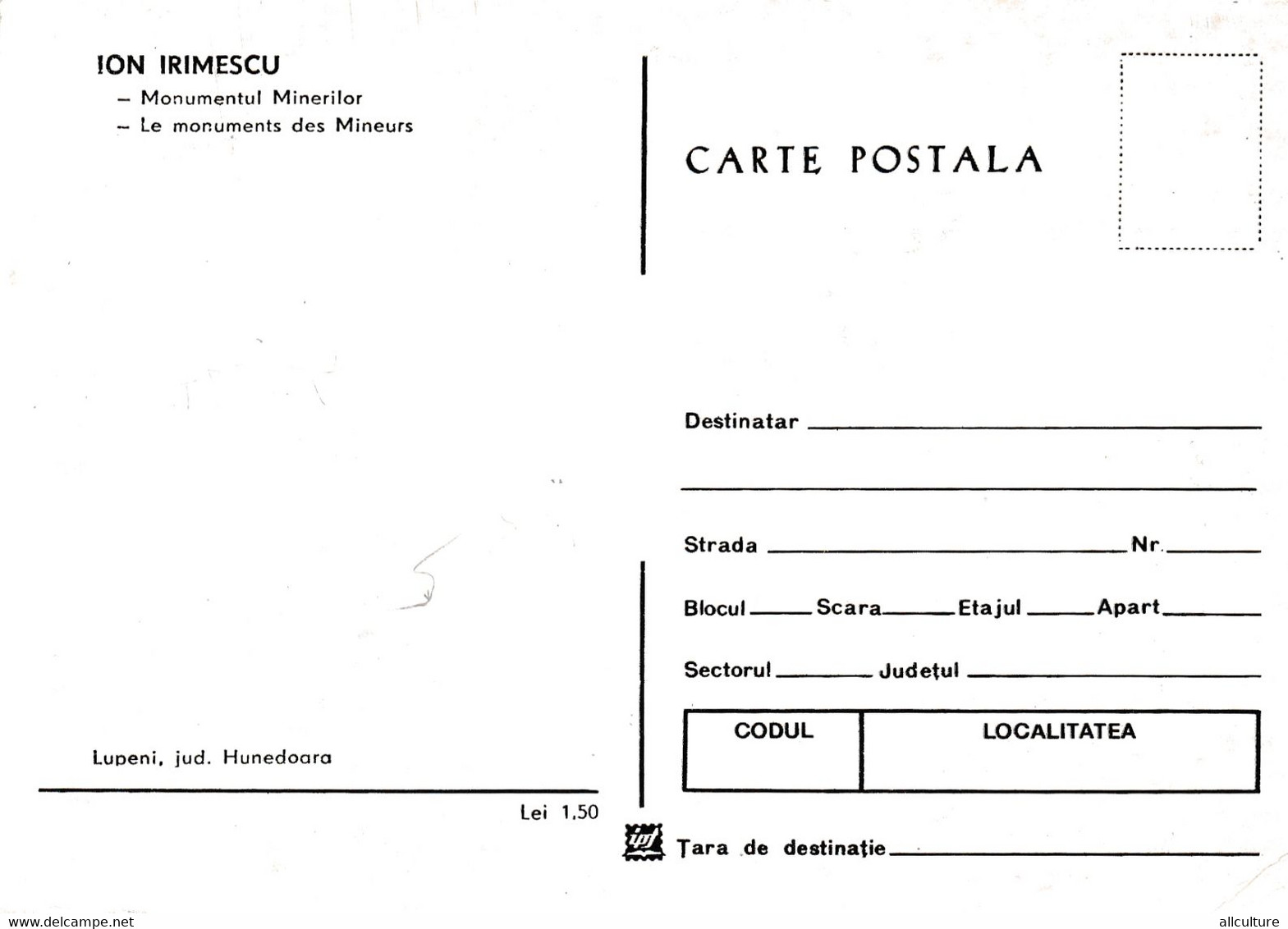 A9028- LE MONUMENTS DES MINEURS ION IRIMESCU HUNEDOARA , MAXIMUM CARD ROMANIA 1979 BUCHAREST STAMP - Cartes-maximum (CM)