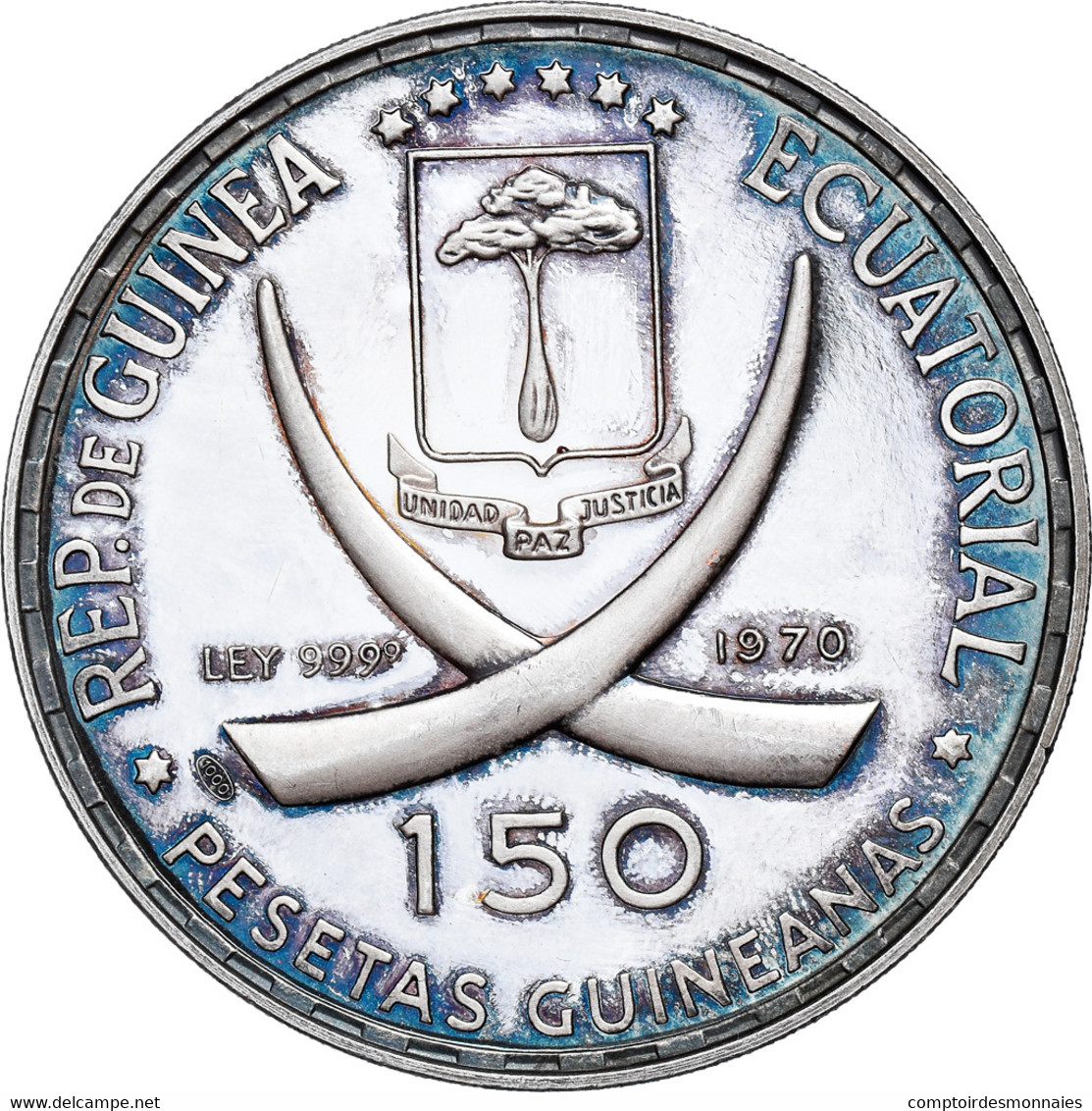 Monnaie, Equatorial Guinea, 150 Pesetas, 1970, SPL, Argent, KM:17 - Equatoriaal Guinea