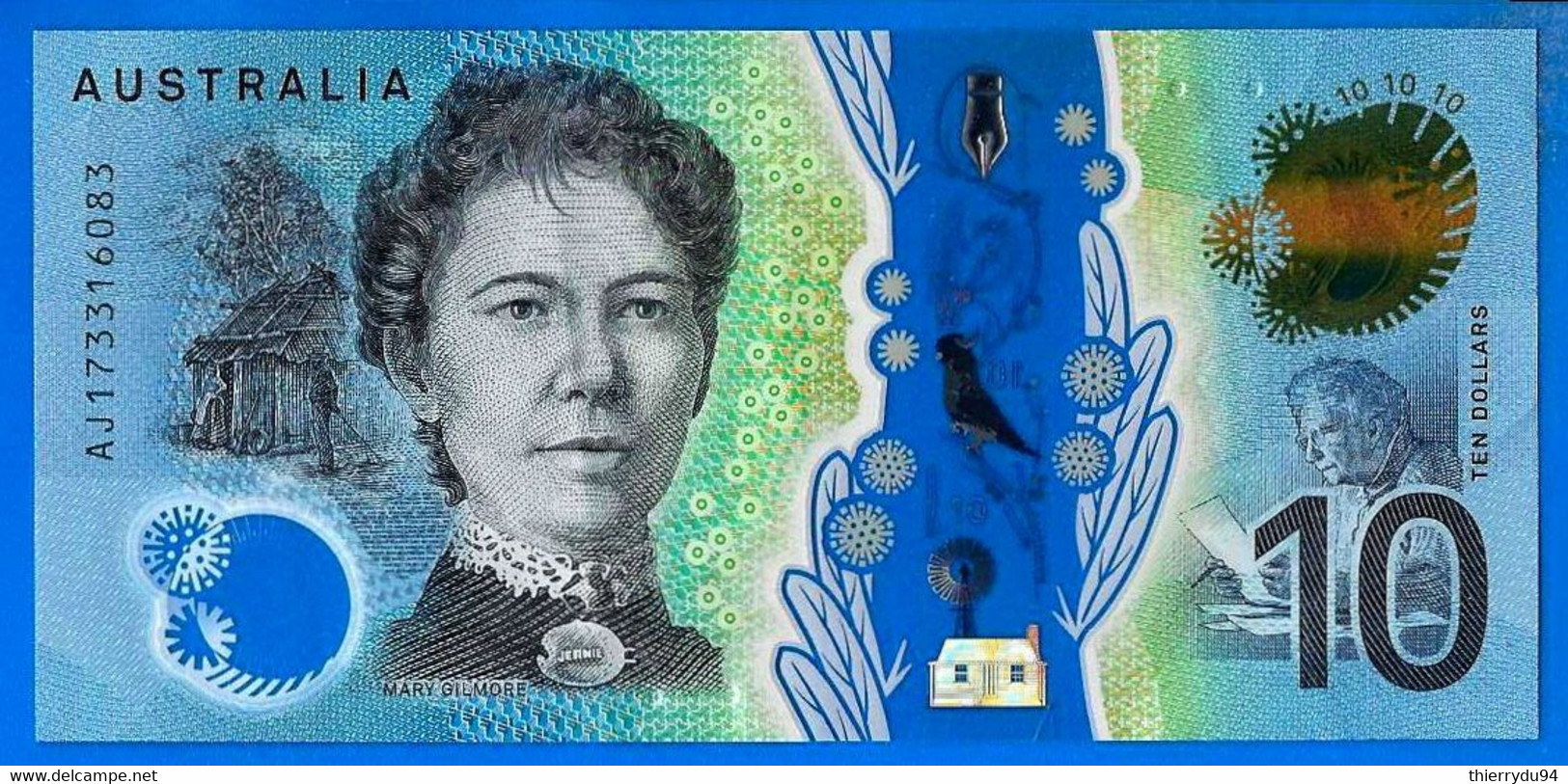 Australie 10 Dollars 2017 Polymere Australia Prefix AD Polymer Bitcoin Paypal OK - 2005-... (polymer Notes)