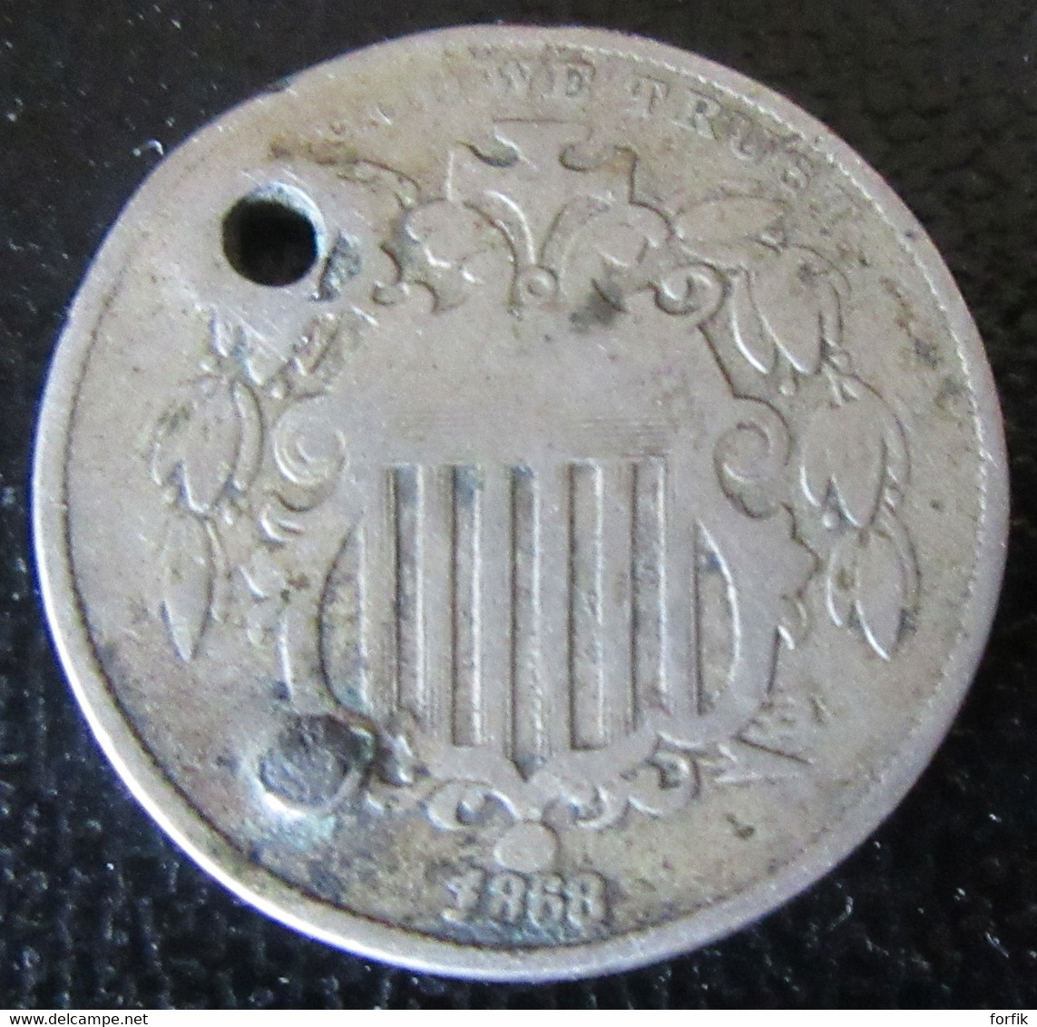 Etats-Unis / USA - Monnaie 5 Cents Shield 1868 Percée - 1866-83: Escudo