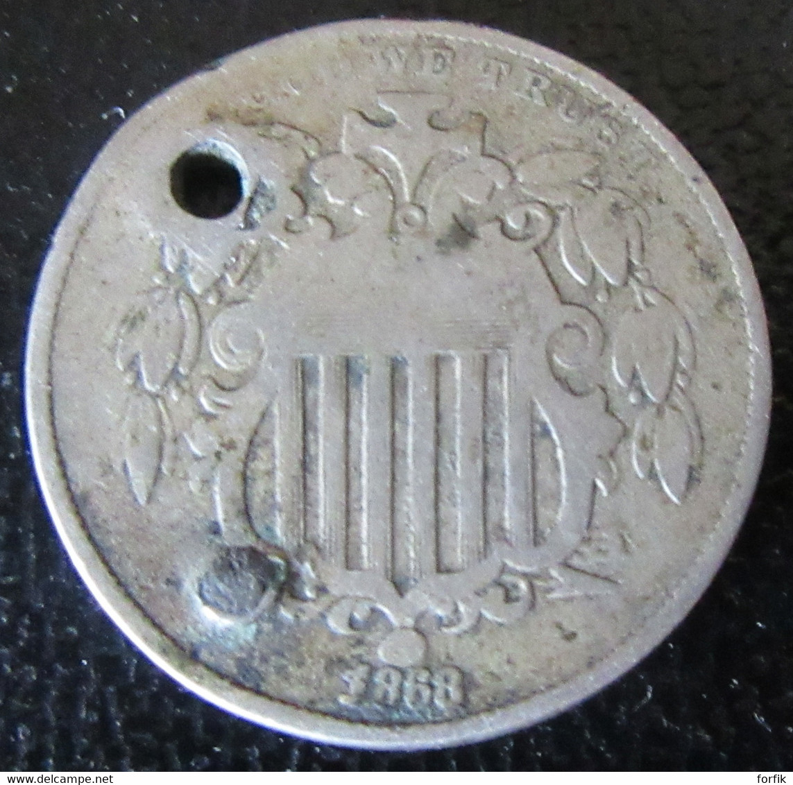 Etats-Unis / USA - Monnaie 5 Cents Shield 1868 Percée - 1866-83: Shield (Écusson)