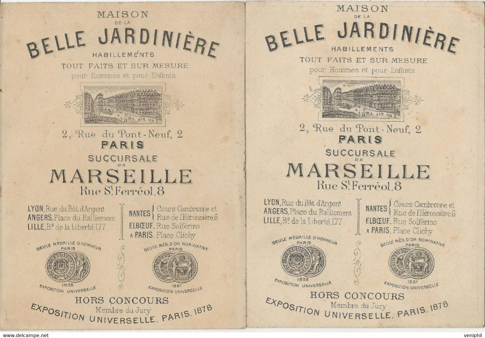 2 CHROMOS -MAISON DE LA BELLE JARDINIERE -EXPO UNIVERSELLE 1889 - Other & Unclassified