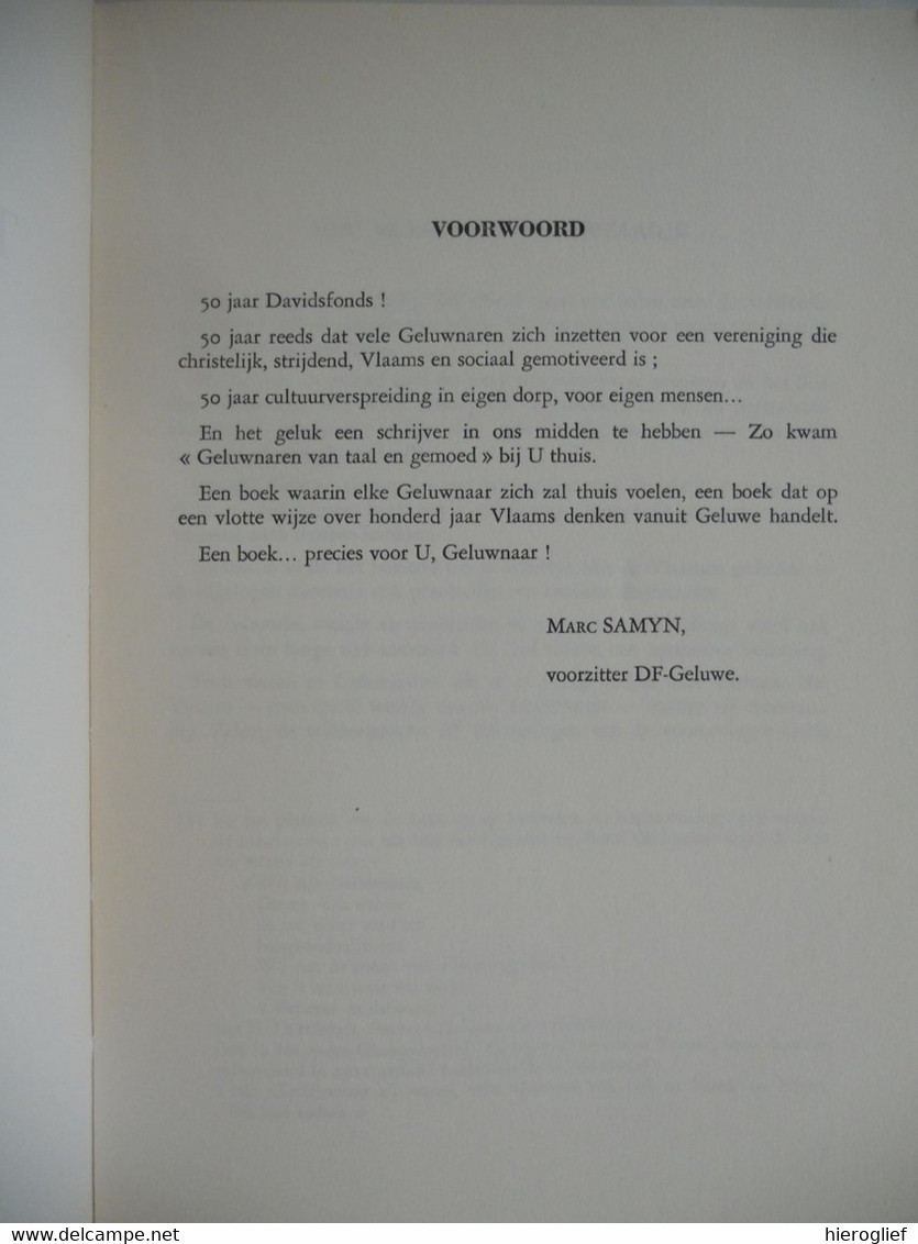 Geluwnaren Van Taal En Gemoed Dirk Decuypere Geluwe Tgv 50 J Davidsfonds Een Eeuw Vlaams Denken Ghesquiere Wervik - Antique