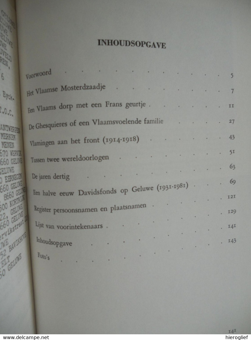 Geluwnaren van taal en gemoed Dirk Decuypere Geluwe tgv 50 j Davidsfonds een eeuw Vlaams denken ghesquiere wervik