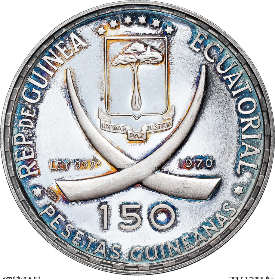 Monnaie, Equatorial Guinea, 150 Pesetas, 1970, SPL, Argent, KM:15 - Equatoriaal Guinea