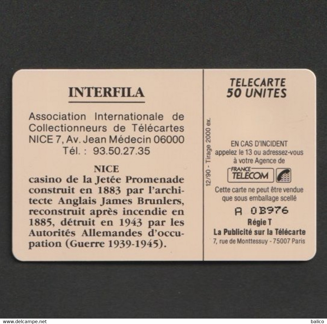 Interfila - 50 Unités SO3 -  - Réf, D474  -  Tirage à 2000 Expl. - Côte 22 € / Argus 1999 - Internes