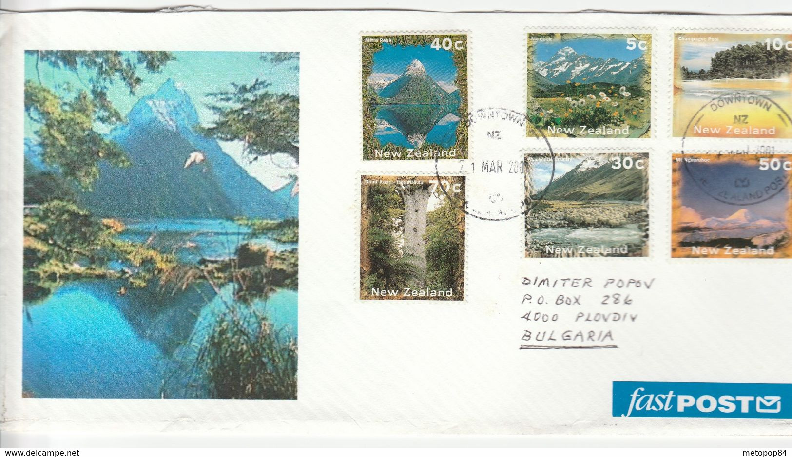 New Zealand 2001 Cover To Bulgaria - Lettres & Documents