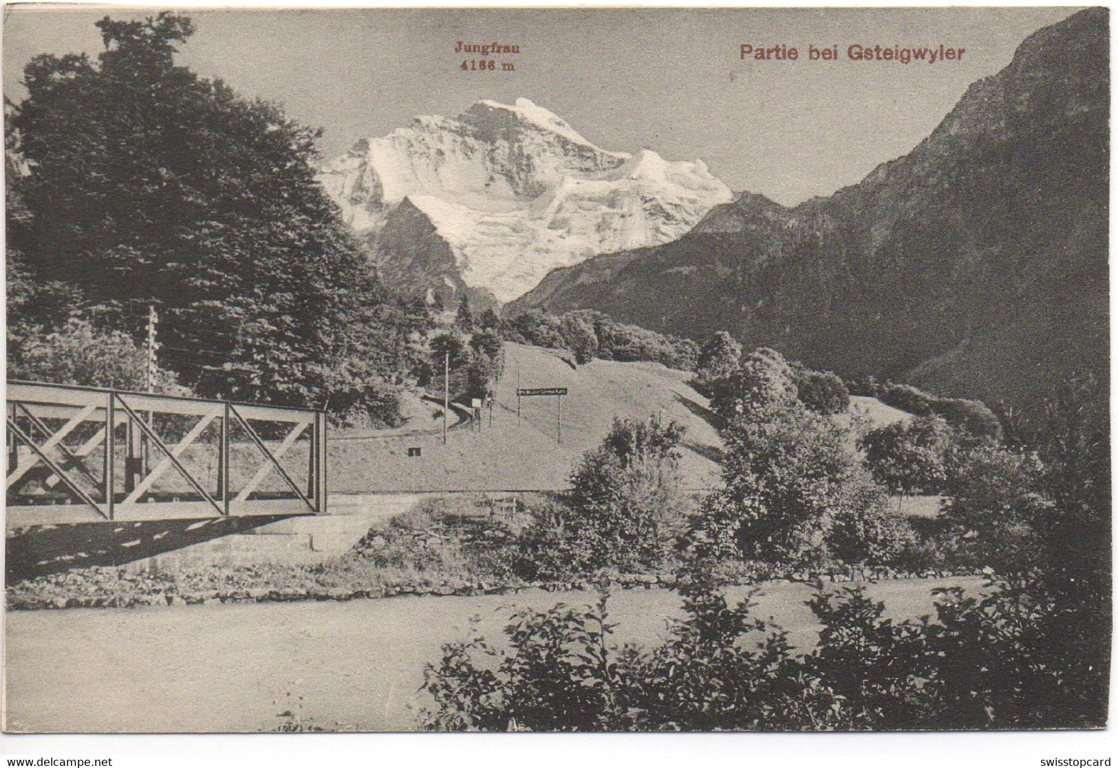 INTERLAKEN Bahn Gsteigwiler-Brücke Aus Dr. Buomberger's Eisenbahn-Panoramakarten - Gsteig Bei Gstaad