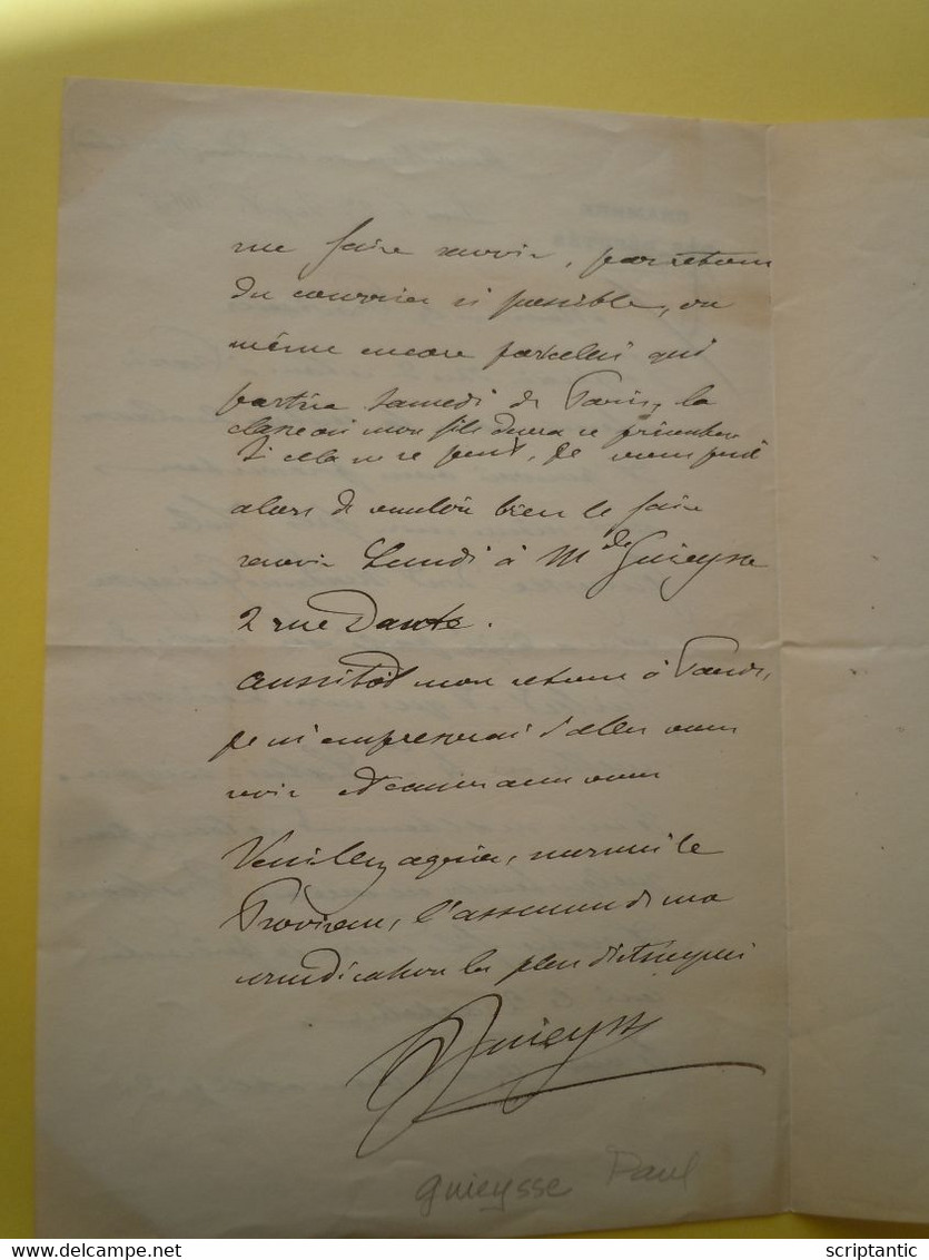 2 X Lettres Autographes Paul GUIEYSSE (1841-1914) Député Du Morbihan - Dépêche De Lorient - Politicians  & Military