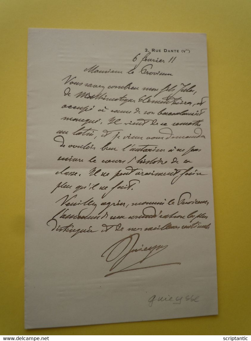 2 X Lettres Autographes Paul GUIEYSSE (1841-1914) Député Du Morbihan - Dépêche De Lorient - Politisch Und Militärisch