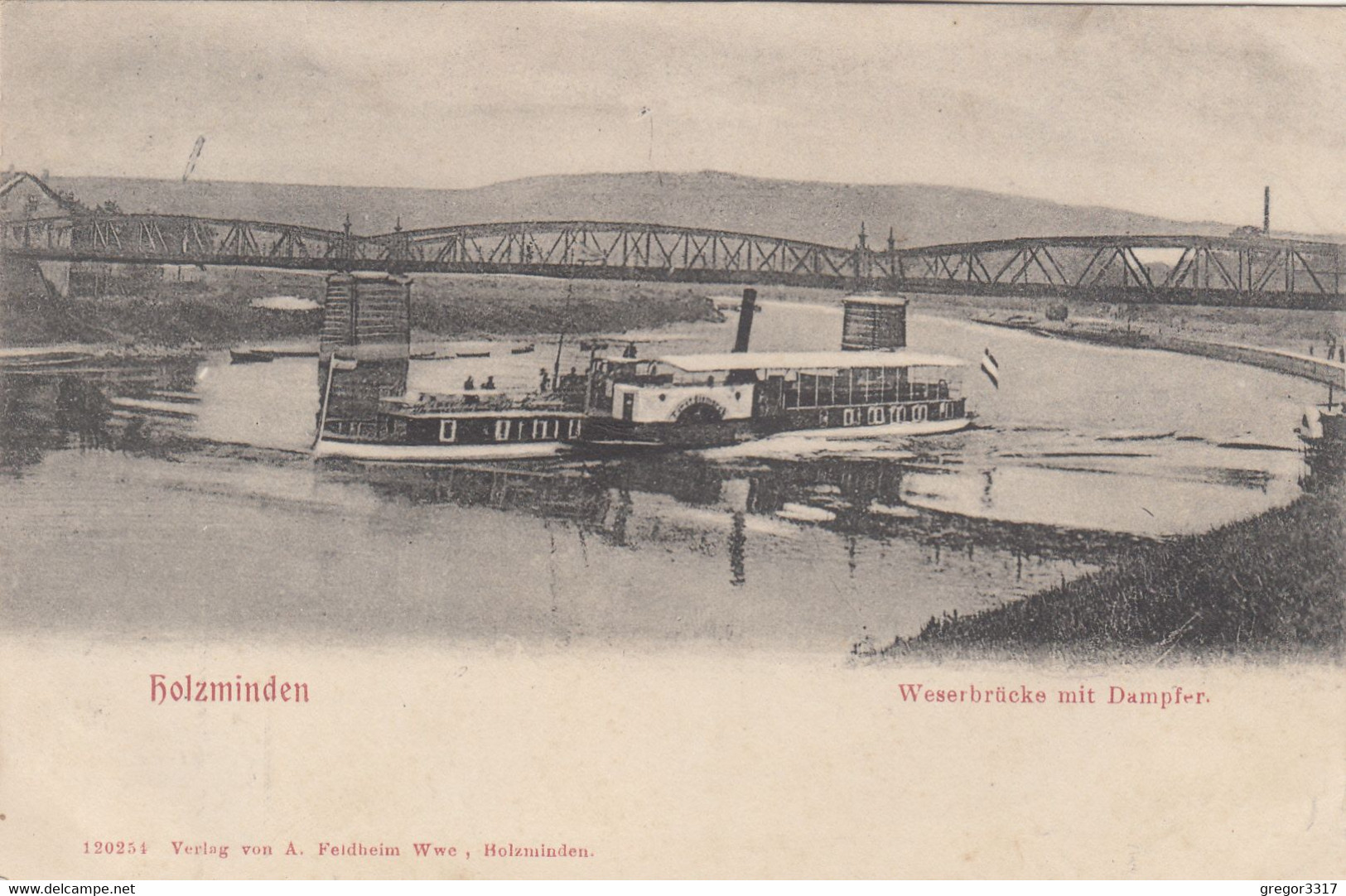 6185) HOLZMINDEN - Weserbrücke Mit DAMPFER Bismarck - ALT !! 29.07.1908 !! - Holzminden