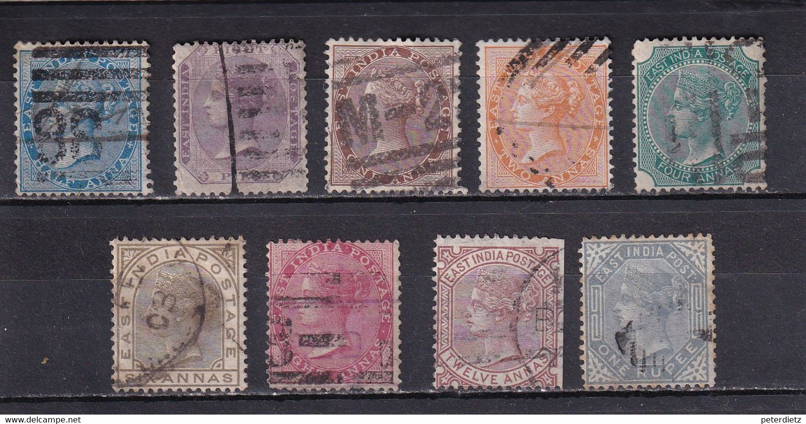 INDIA 1865/76 LOT QV Ex Mi 17-30 USED - 1858-79 Compagnie Des Indes & Gouvernement De La Reine