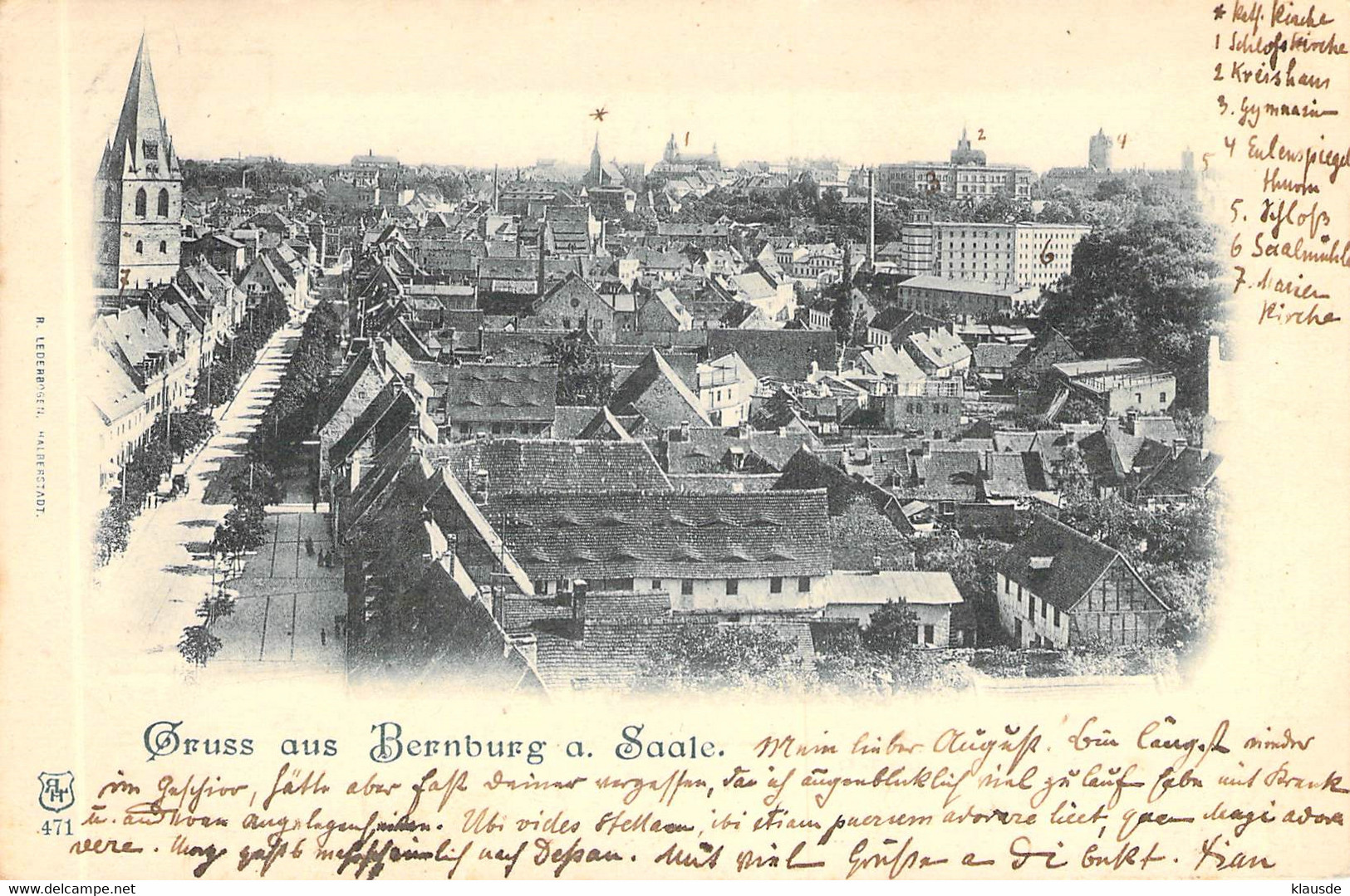 Bernburg A. Saale Panorama 1901 AKS - Bernburg (Saale)