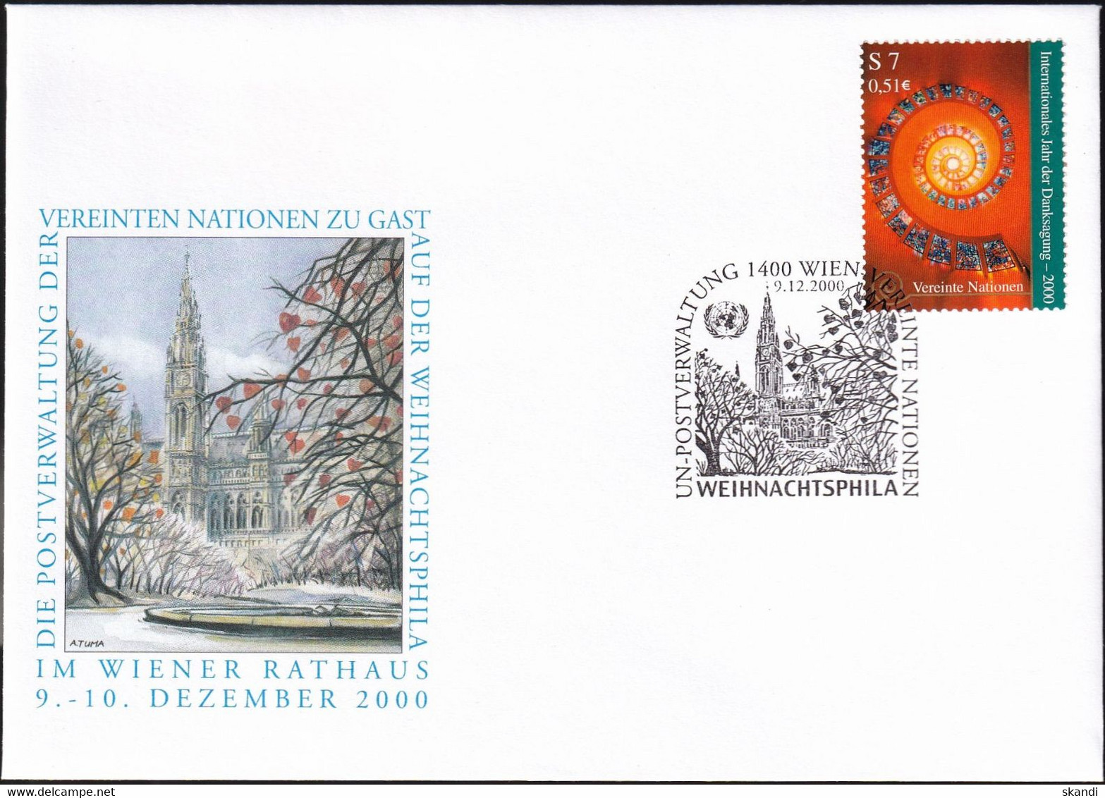 UNO WIEN 2000 Die UNPA Zu Gast Auf Der Weihnachtsphila Brief - Storia Postale