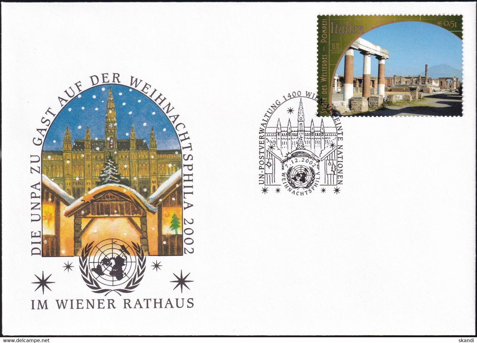 UNO WIEN 2002 Die UNPA Zu Gast Auf Der Weihnachtsphila Wien Brief - Storia Postale