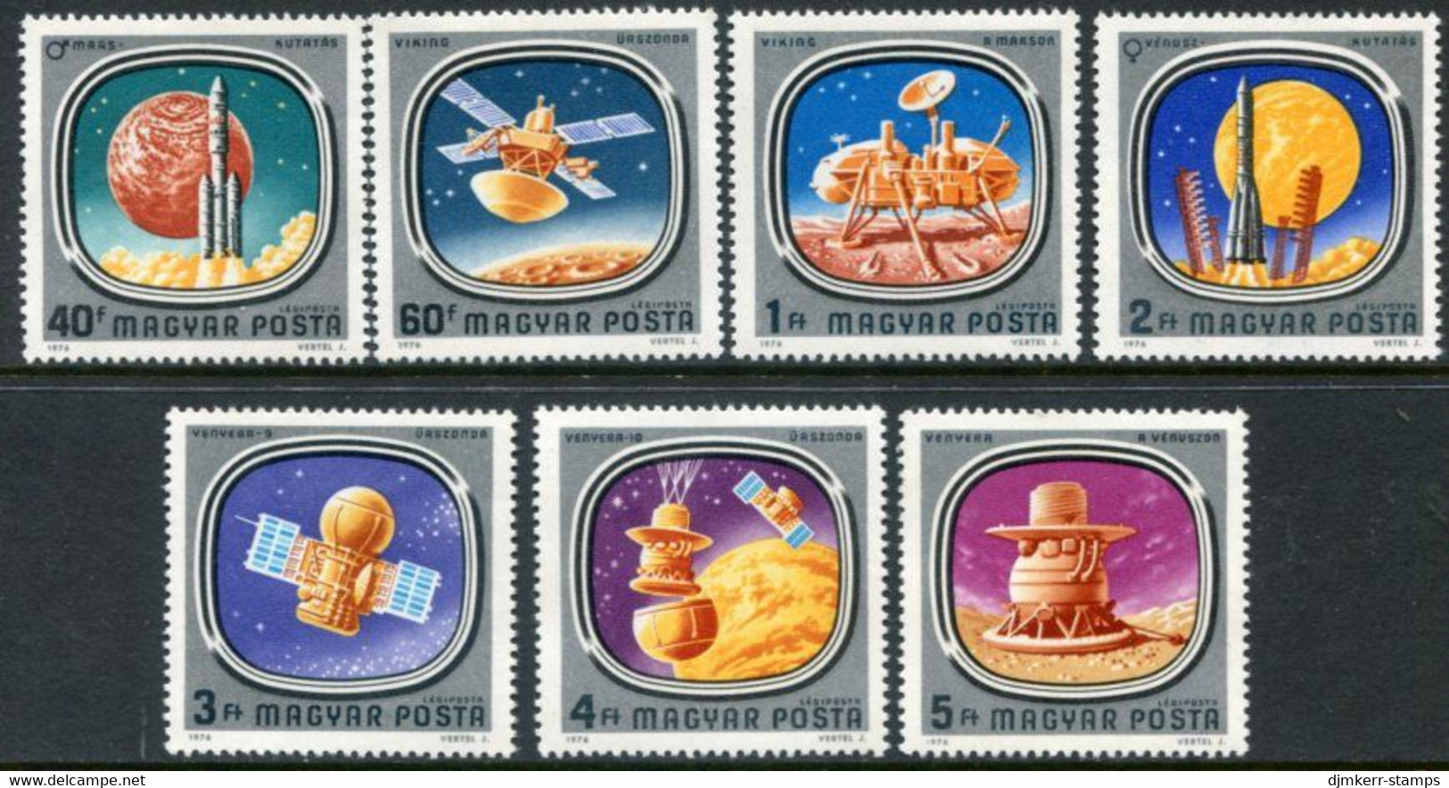 HUNGARY 1976 Space Exploration MNH / **.  Michel 3148-54 - Unused Stamps