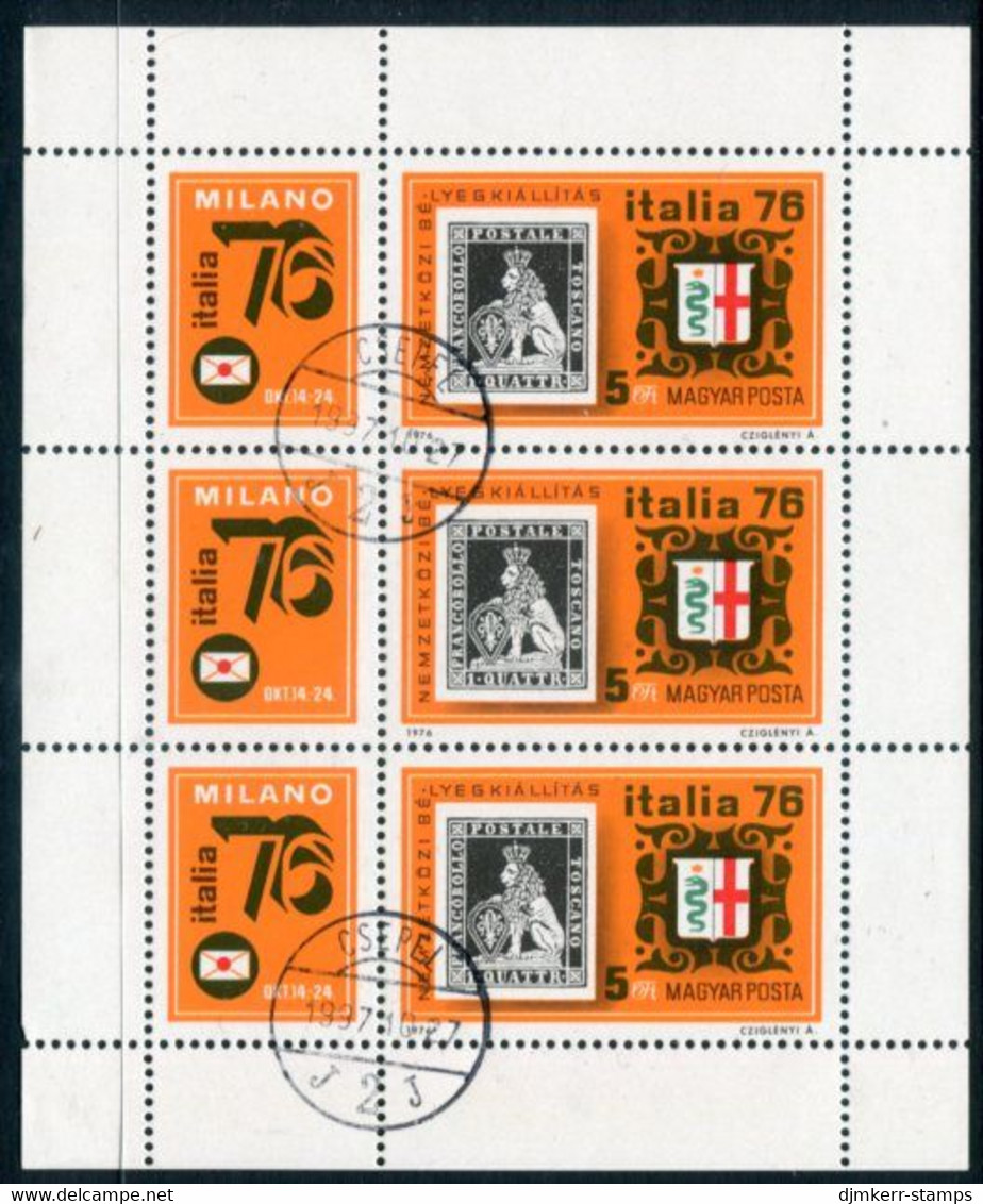 HUNGARY 1976 ITALIA Stamp Exhibition Sheetlet Used.  Michel 3143 Kb - Oblitérés
