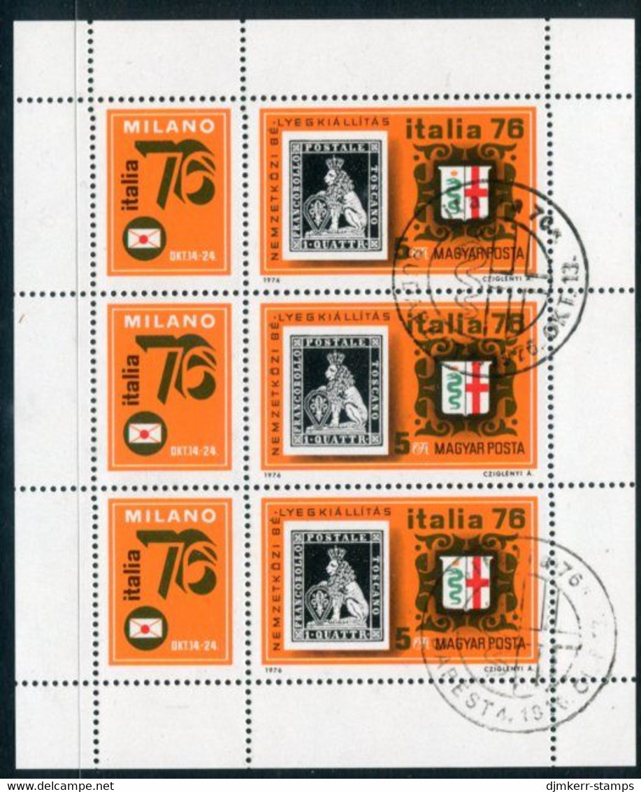 HUNGARY 1976 ITALIA Stamp Exhibition Sheetlet Used.  Michel 3143 Kb - Blocks & Kleinbögen